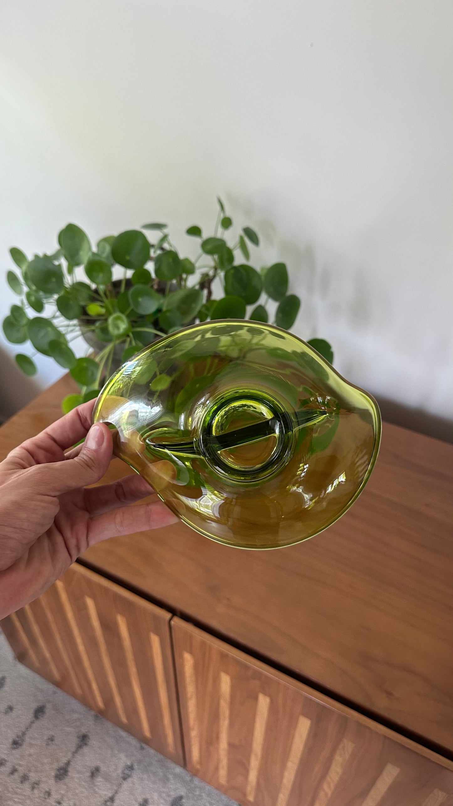 Green Viking Glass Divided Relish Dish