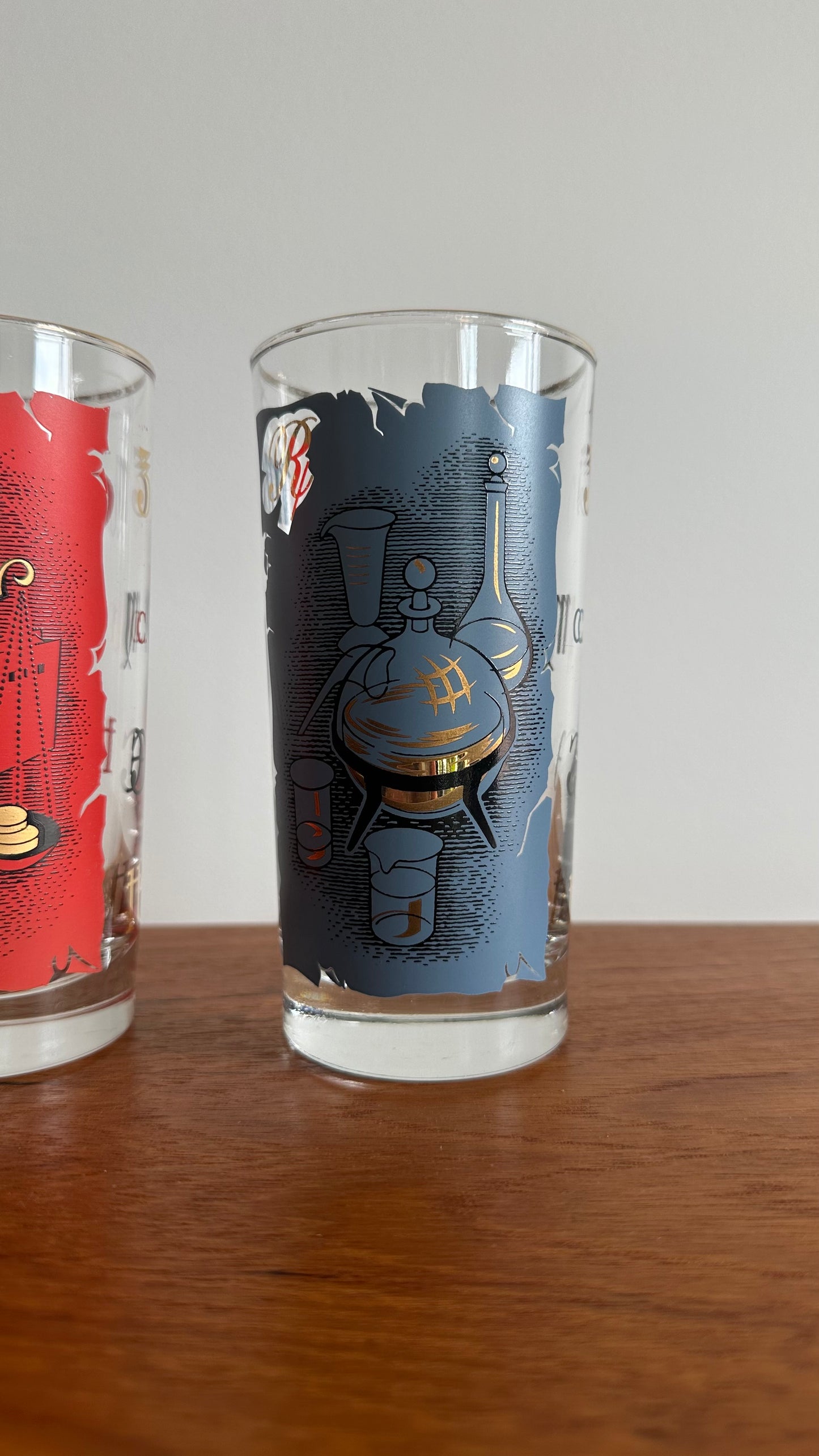 Set of Four Libbey Pharmacist Themed Drinking Glasses