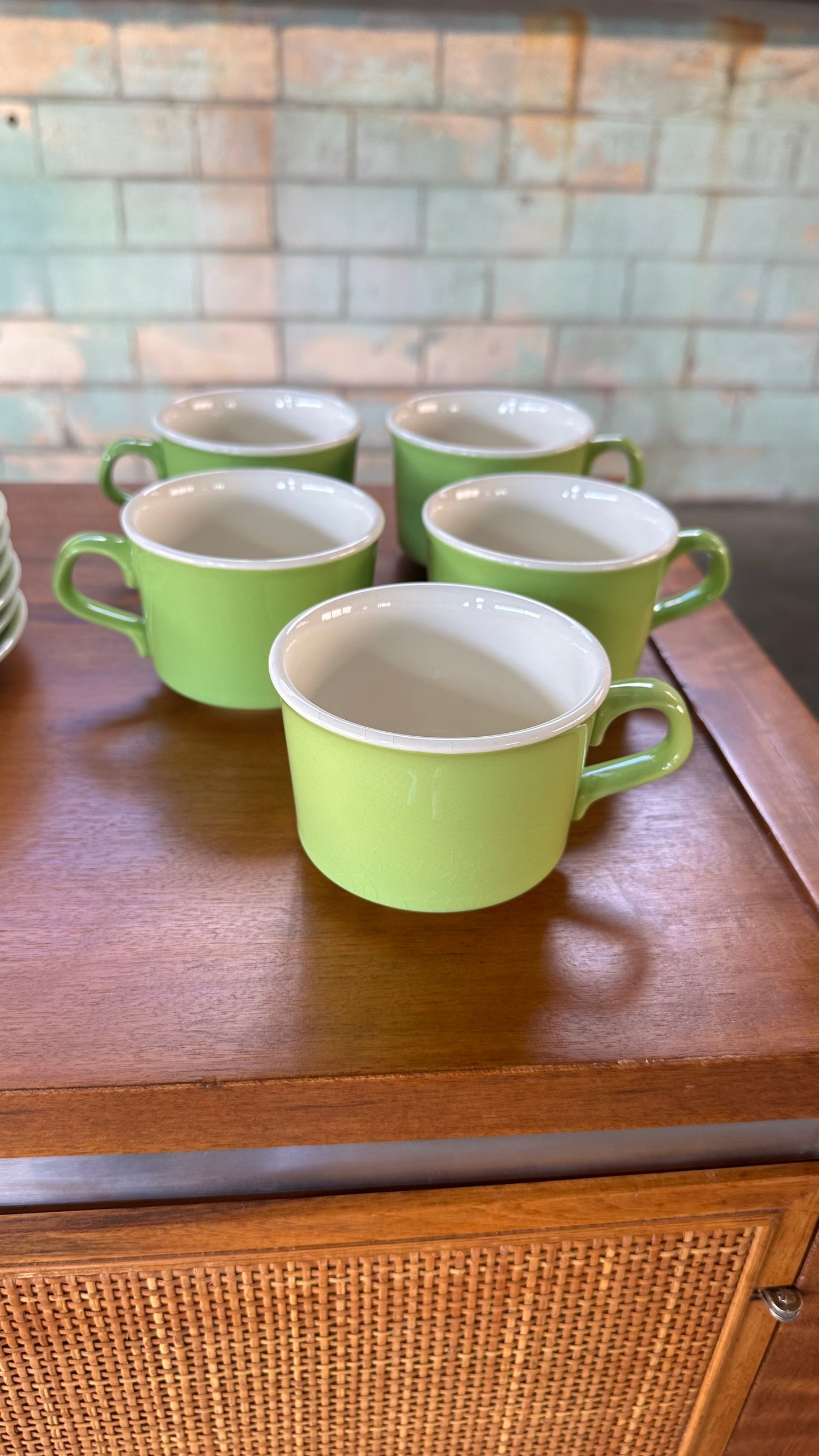 35 piece set of 1970s Taylor Smith Green Span Dishes
