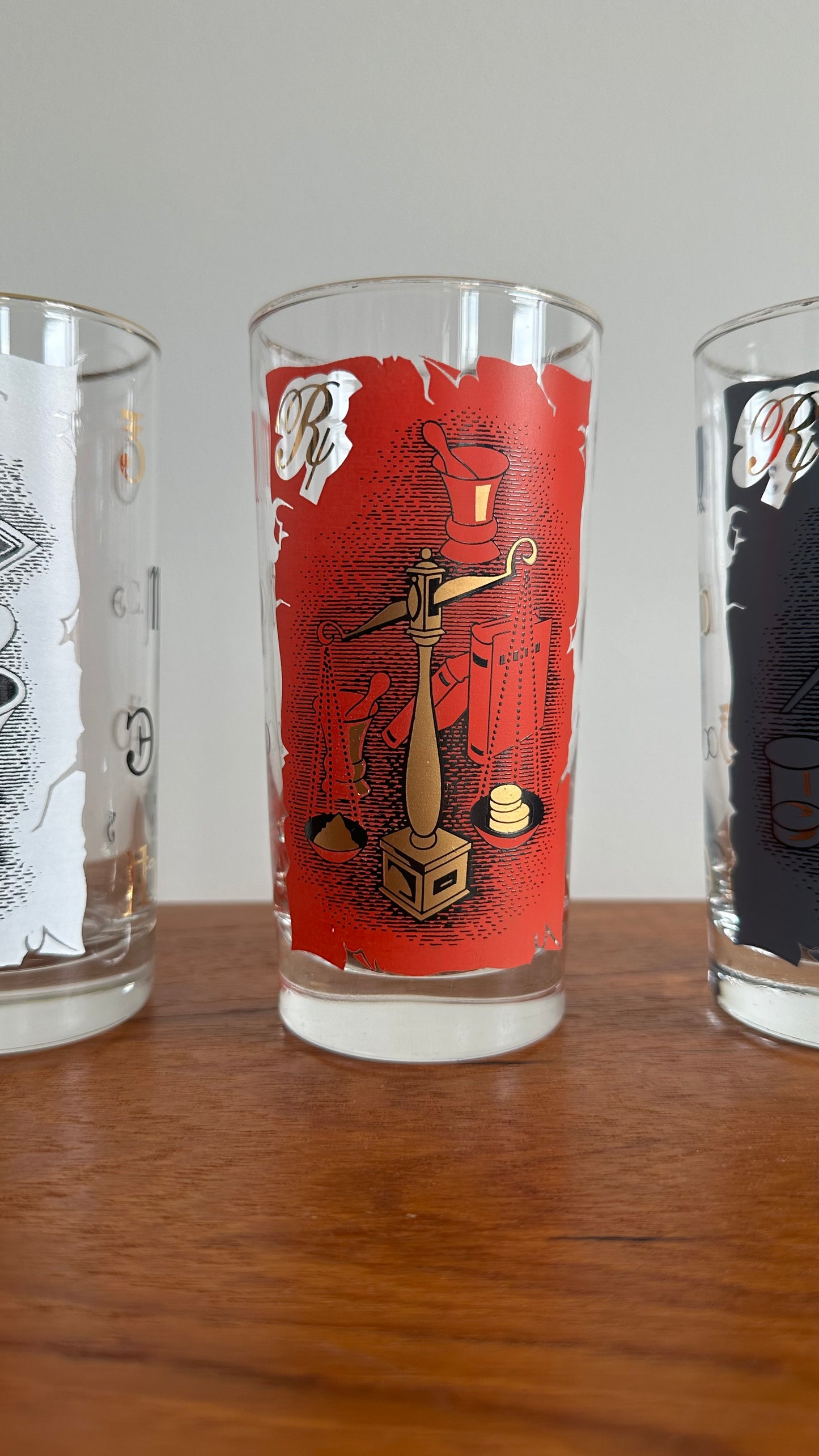 Set of Four Libbey Pharmacist Themed Drinking Glasses