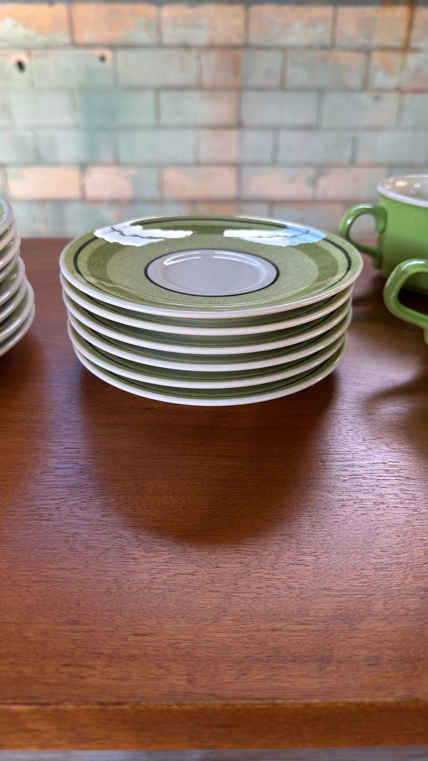 35 piece set of 1970s Taylor Smith Green Span Dishes
