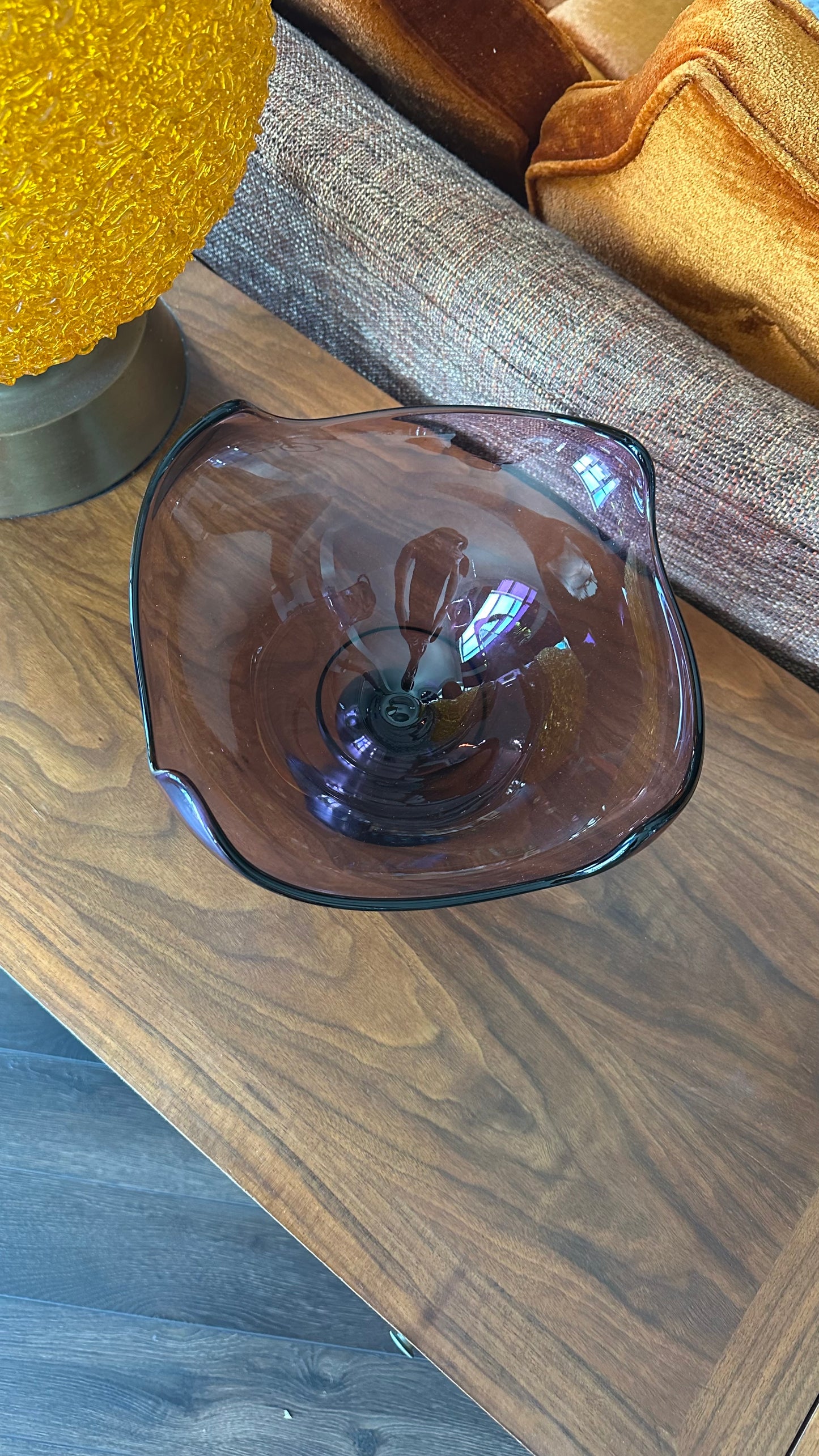 Viking Amethyst Waves Footed Bowl