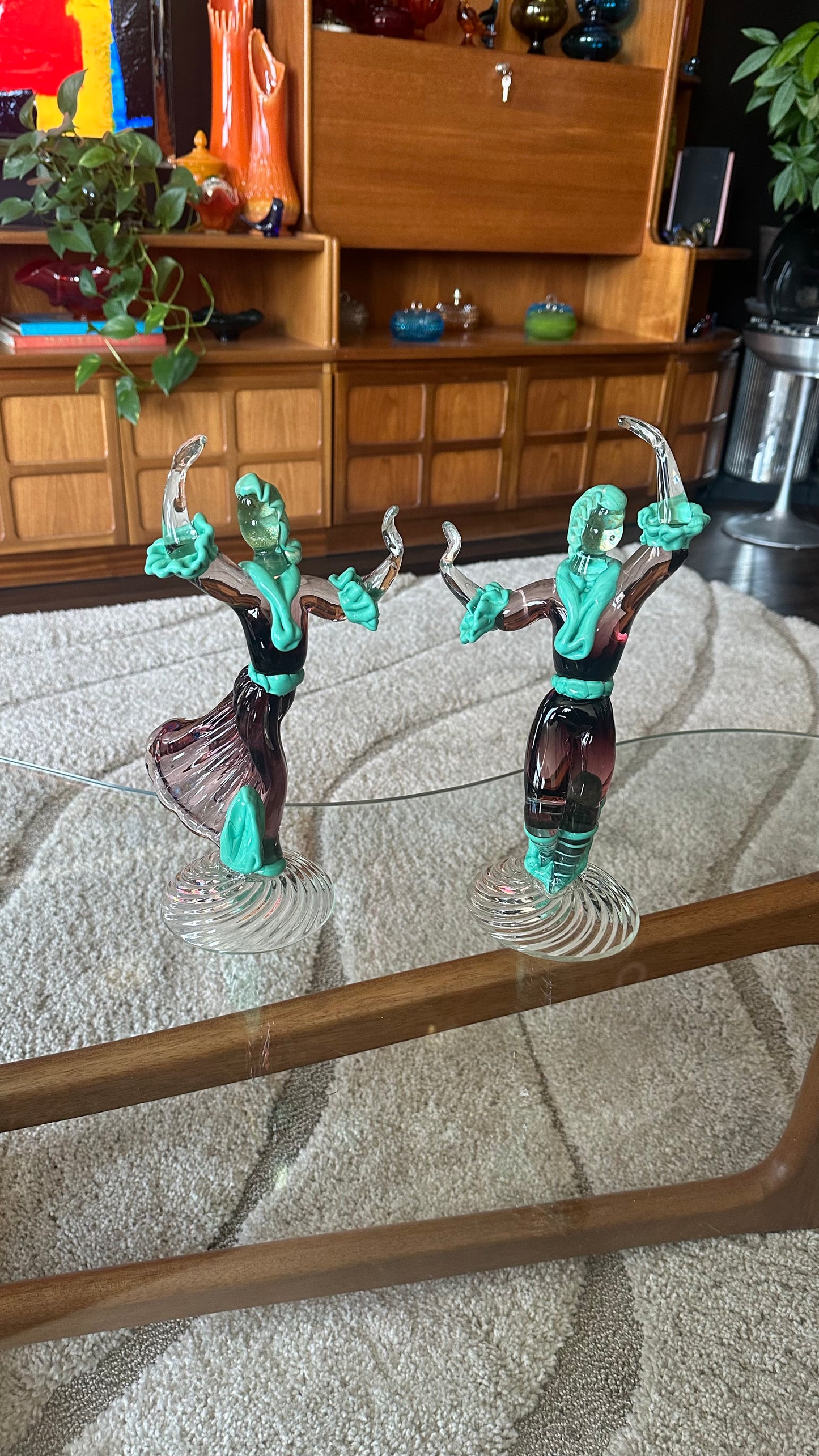 1950s Murano Glass Baroque Dancer Figurines
