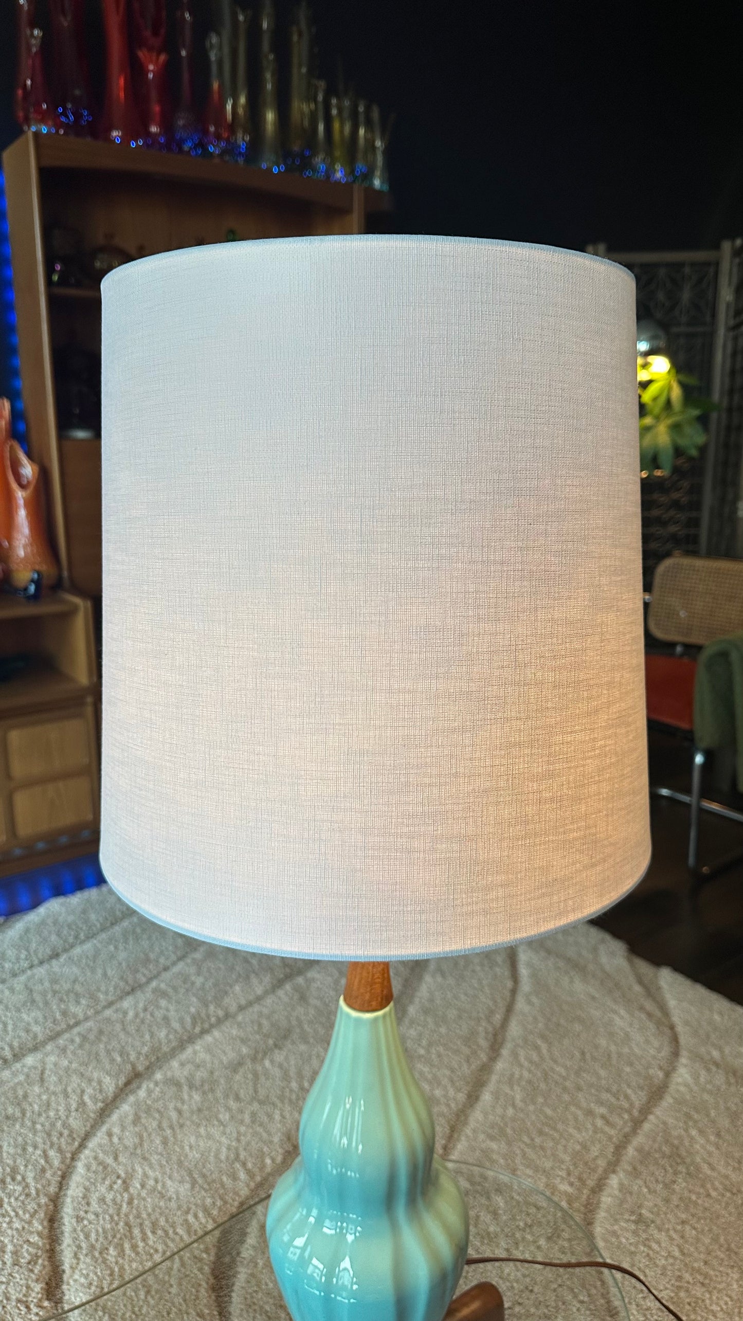 1950s Kron Turquoise Blue Table Lamp