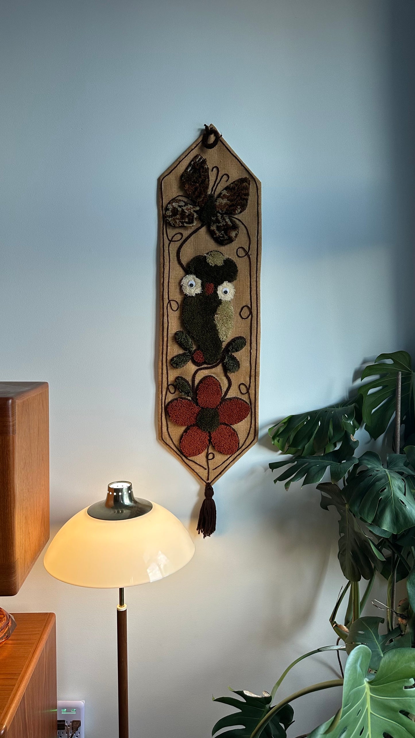 70s Owl, Butterfly, & Flower Latch Hook