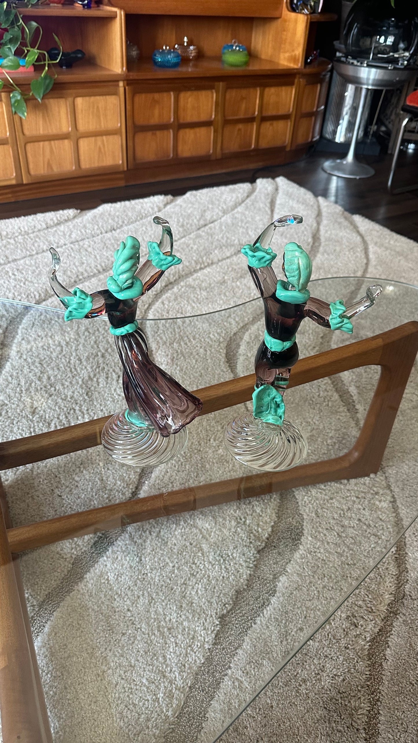 1950s Murano Glass Baroque Dancer Figurines