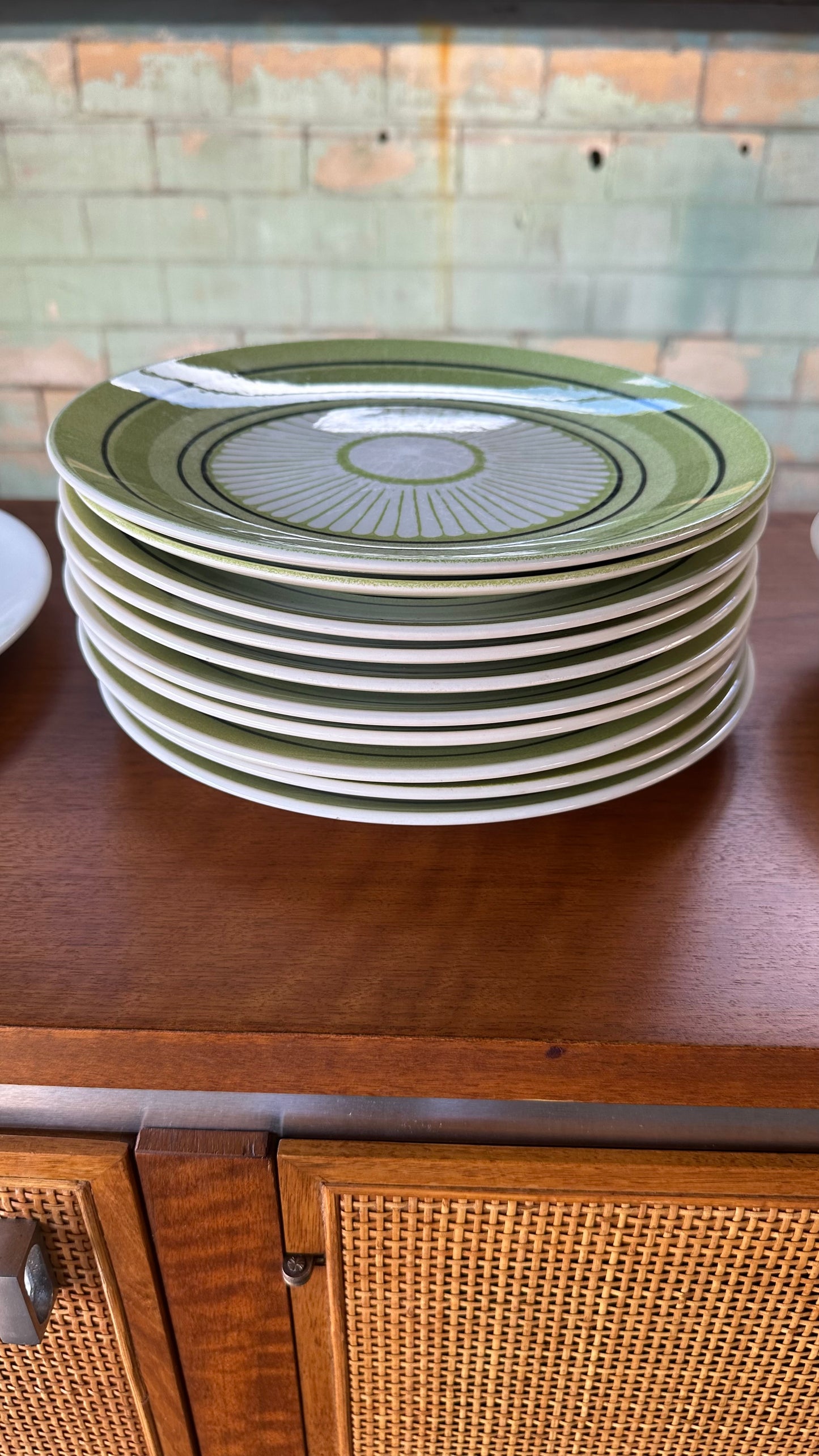 35 piece set of 1970s Taylor Smith Green Span Dishes