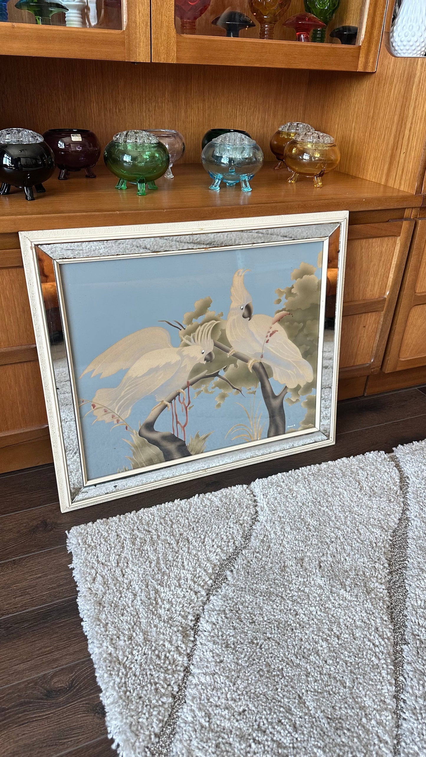 1950s Turner Mirror Framed Cockatoo Print