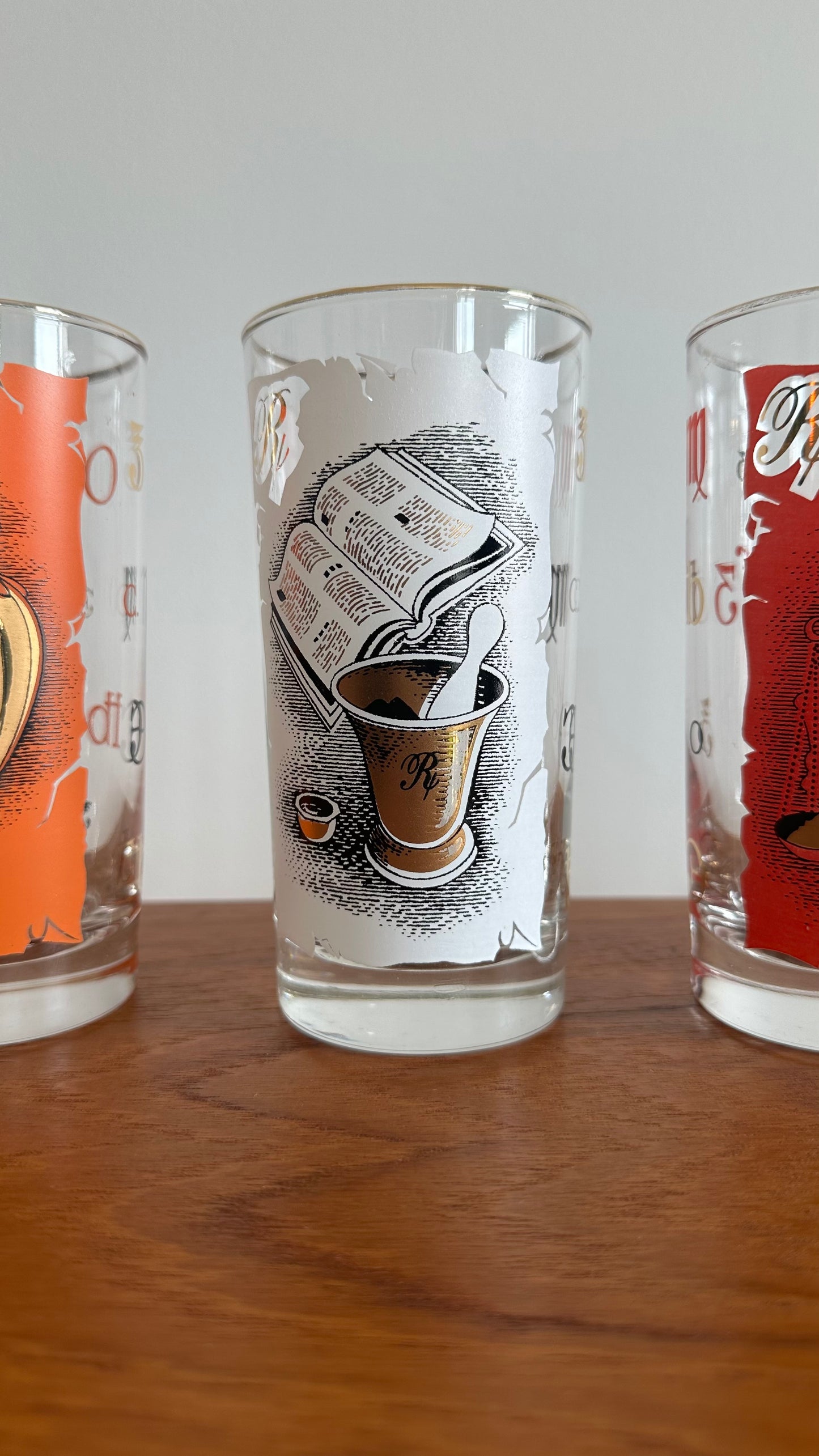 Set of Four Libbey Pharmacist Themed Drinking Glasses