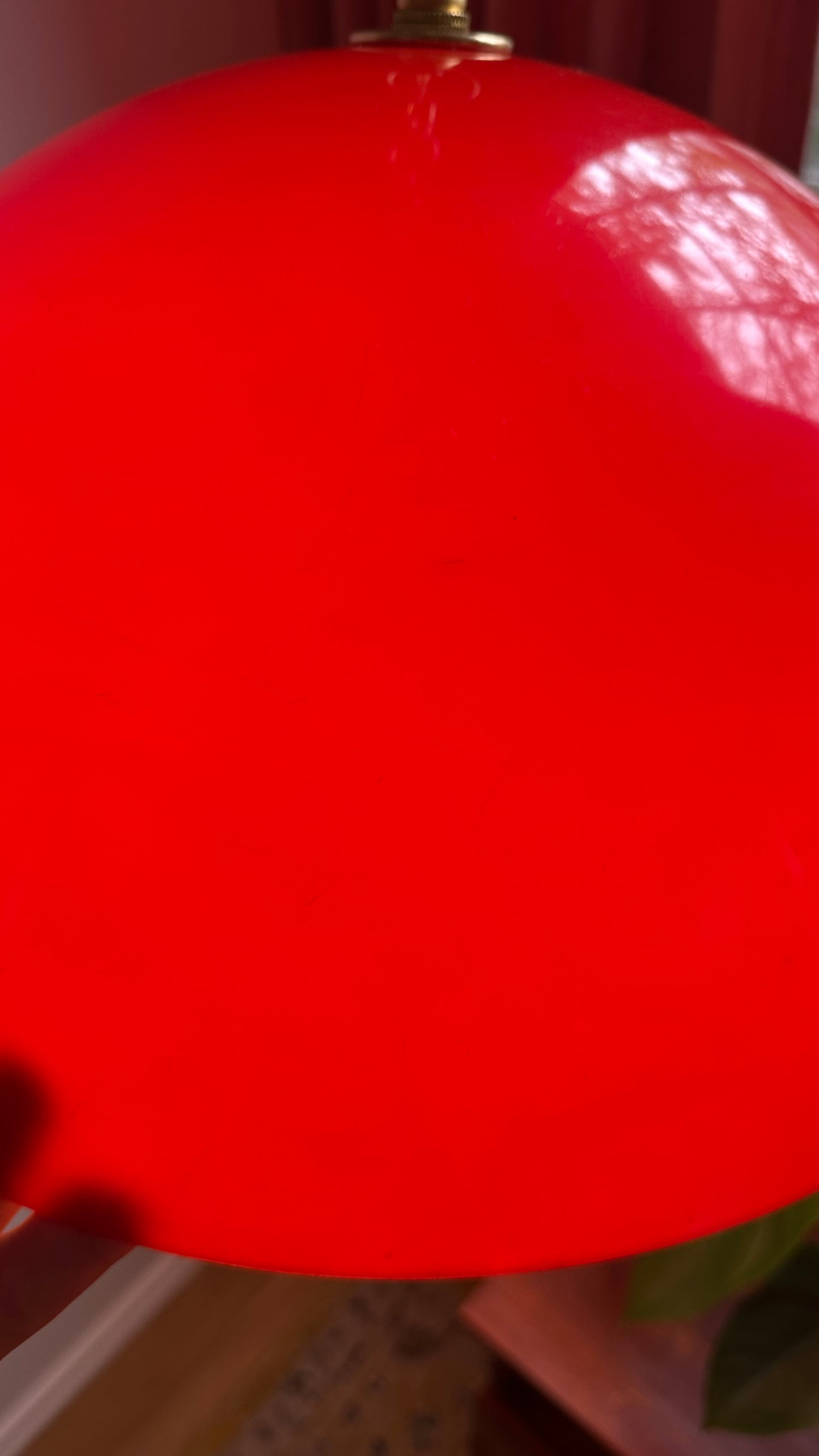 Red Hot Acrylic ‘70s Dome Swag Lamp