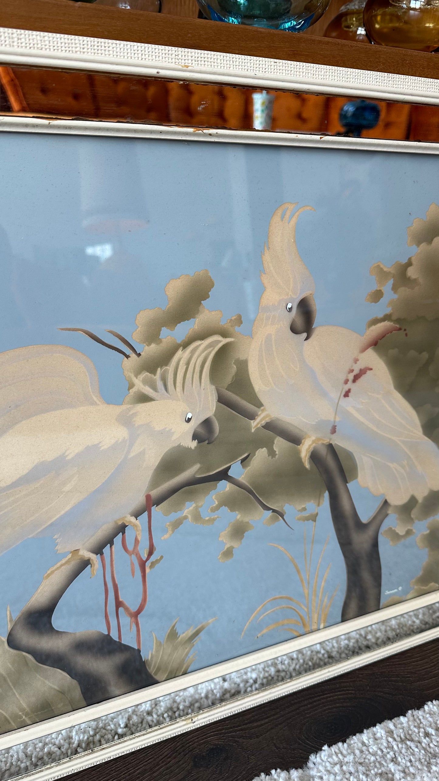 1950s Turner Mirror Framed Cockatoo Print