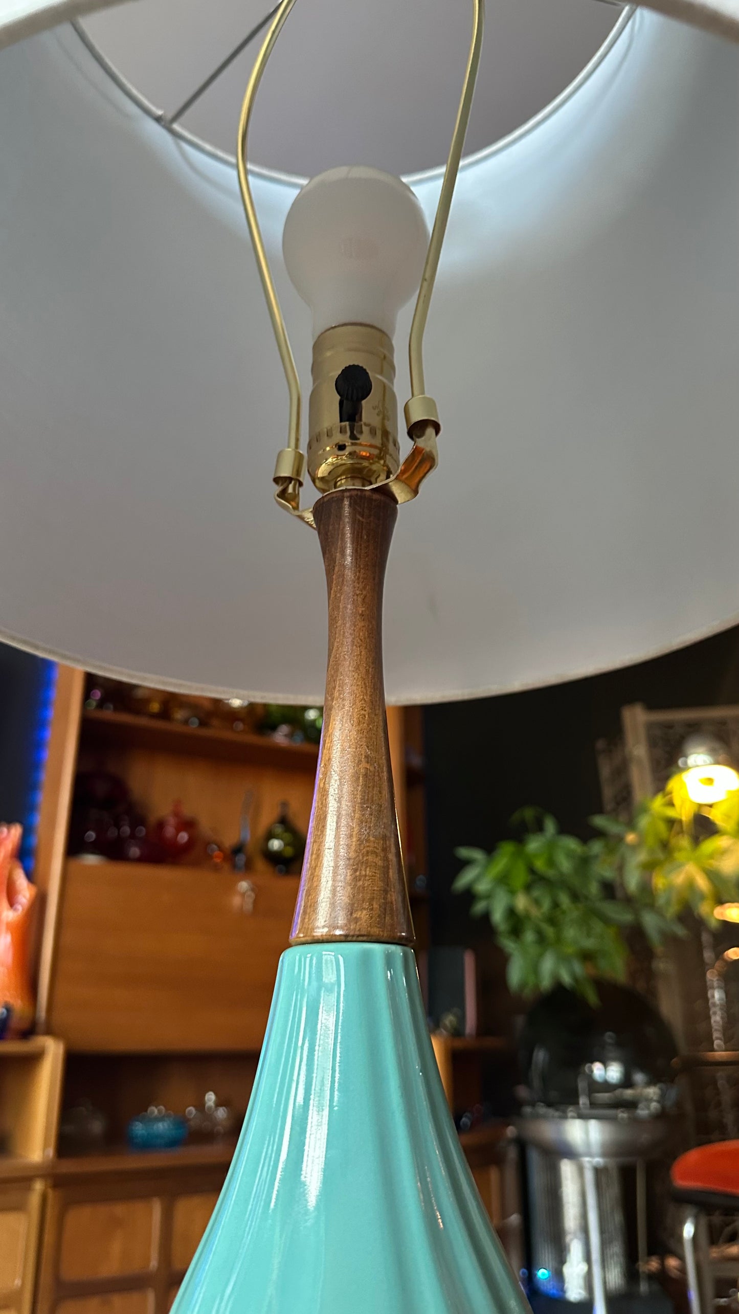 1950s Kron Turquoise Blue Table Lamp