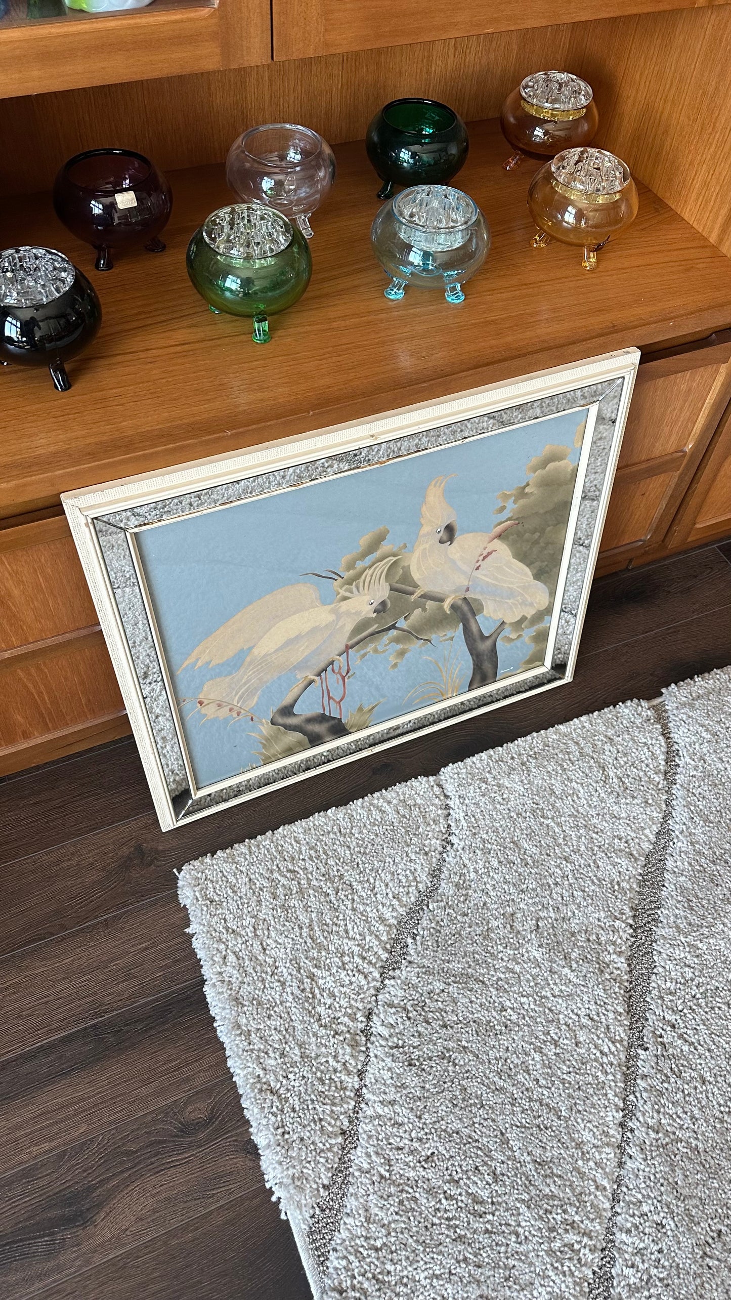 1950s Turner Mirror Framed Cockatoo Print