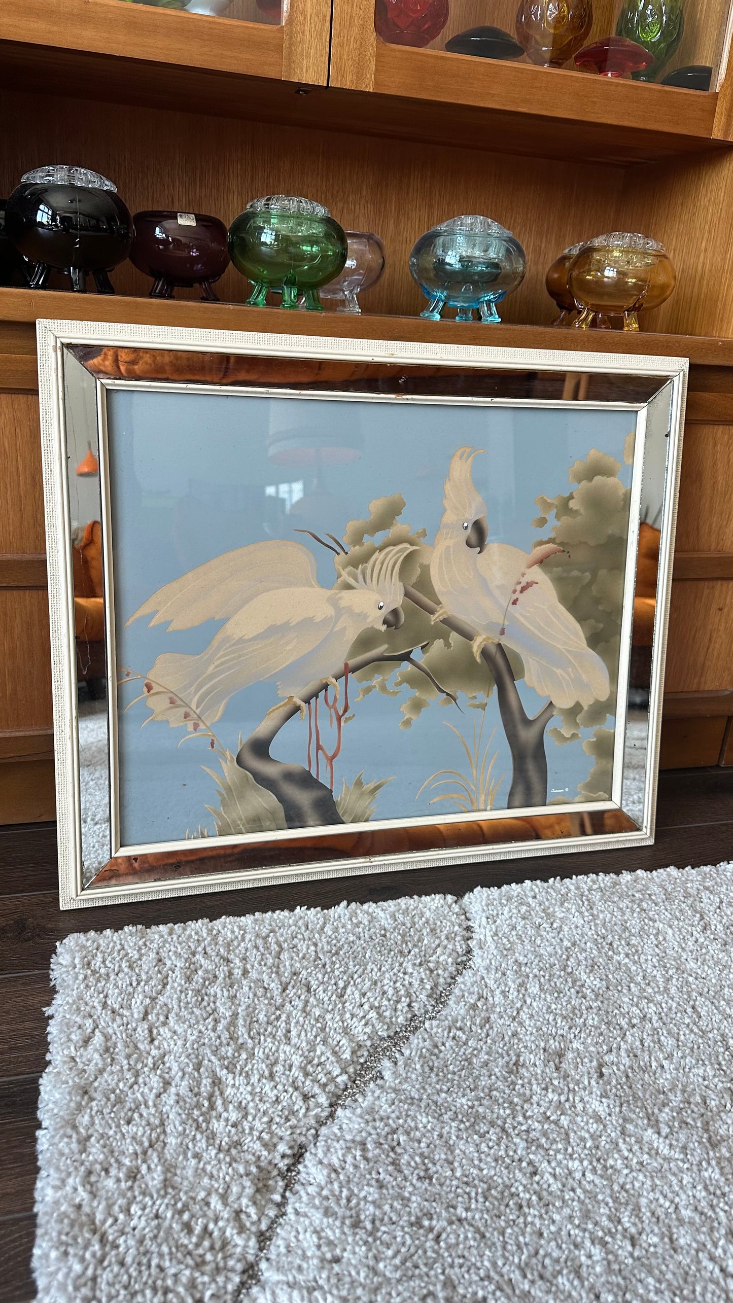 1950s Turner Mirror Framed Cockatoo Print