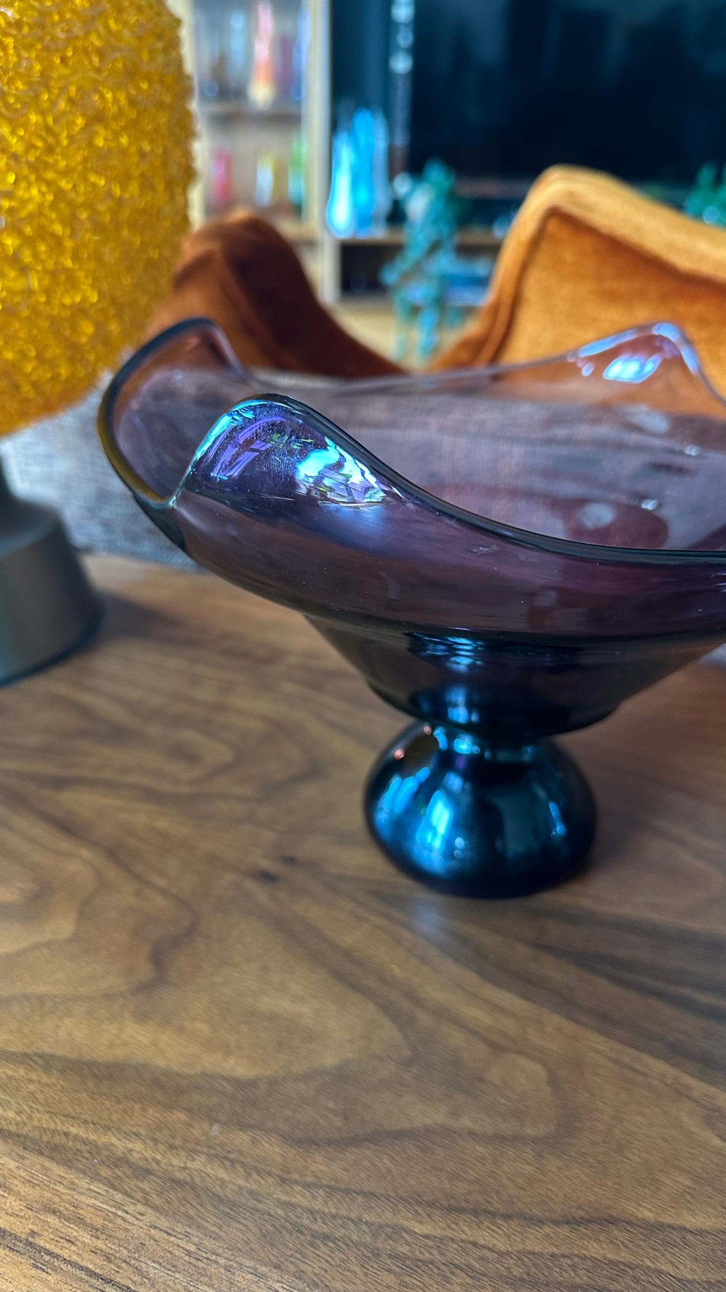 Viking Amethyst Waves Footed Bowl