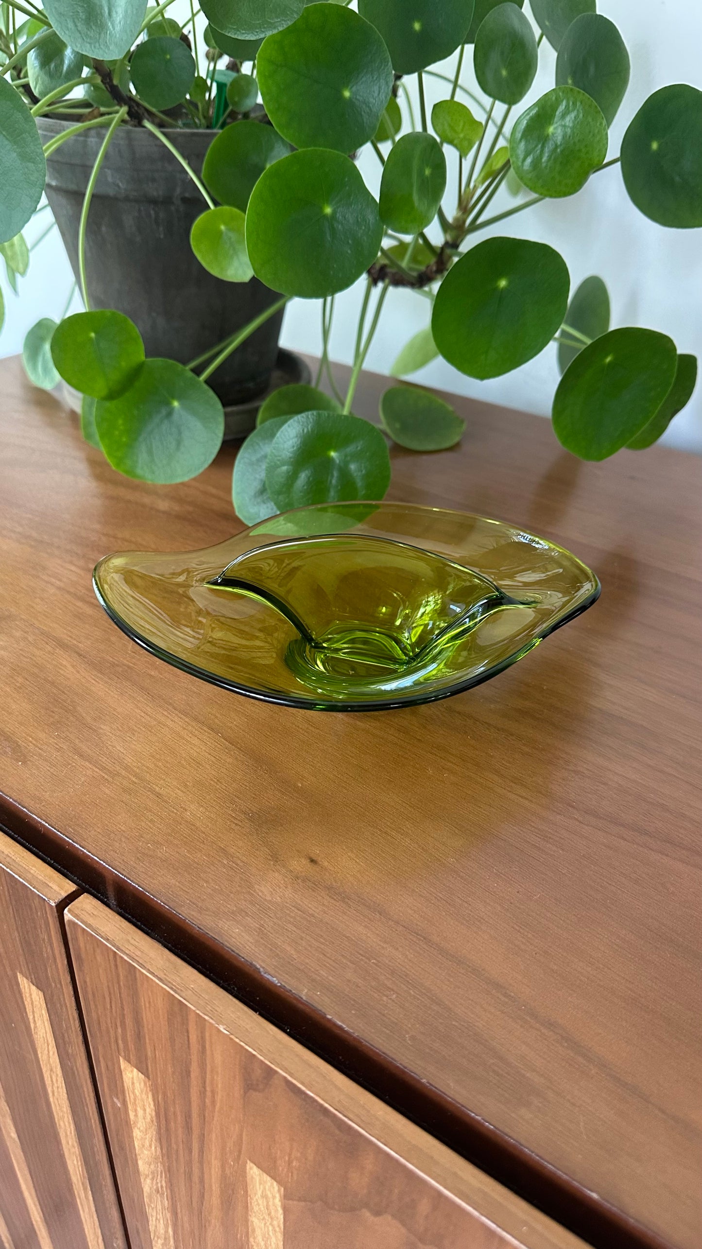 Green Viking Glass Divided Relish Dish