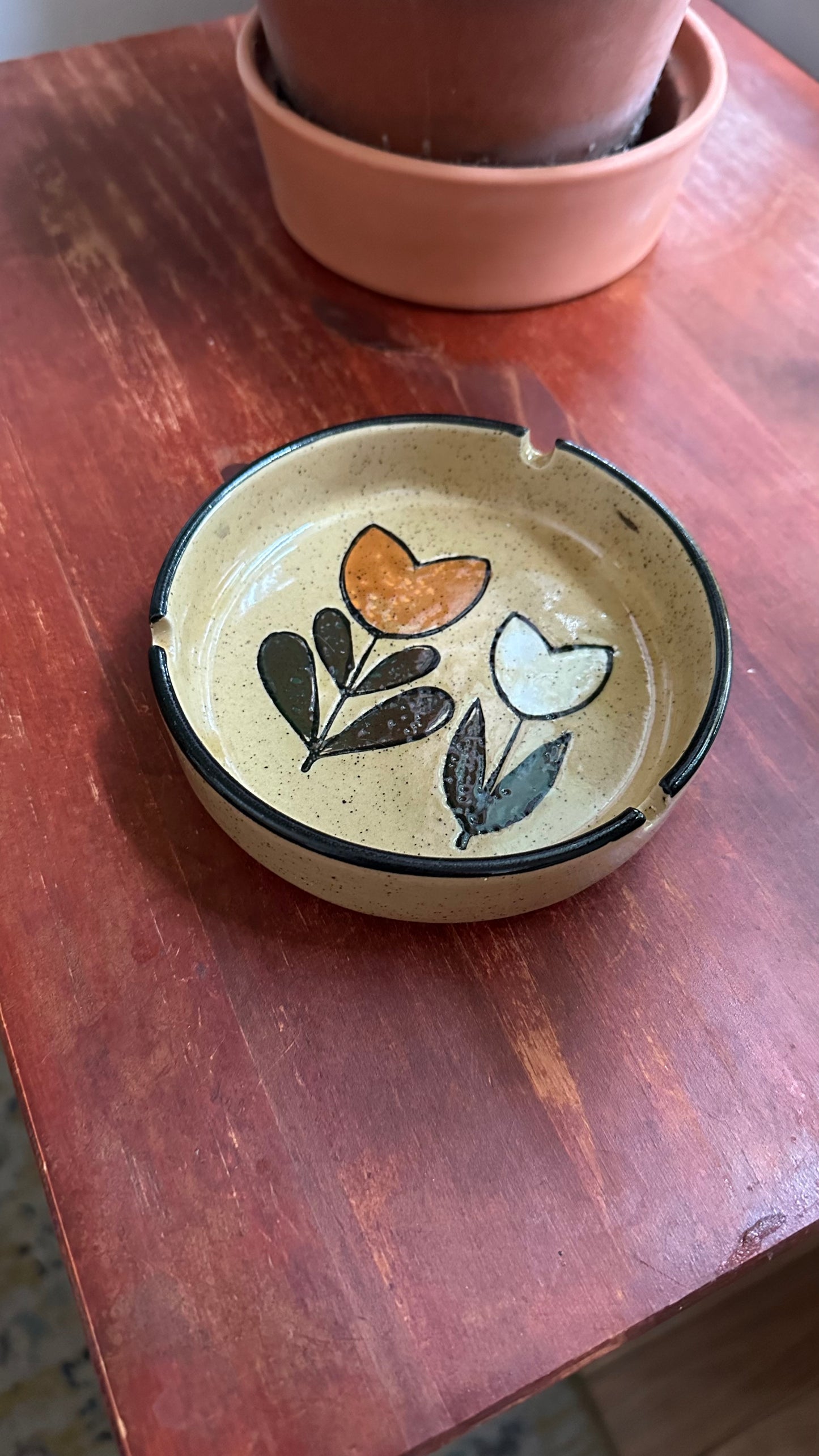 70s Stoneware Tulip Ashtray