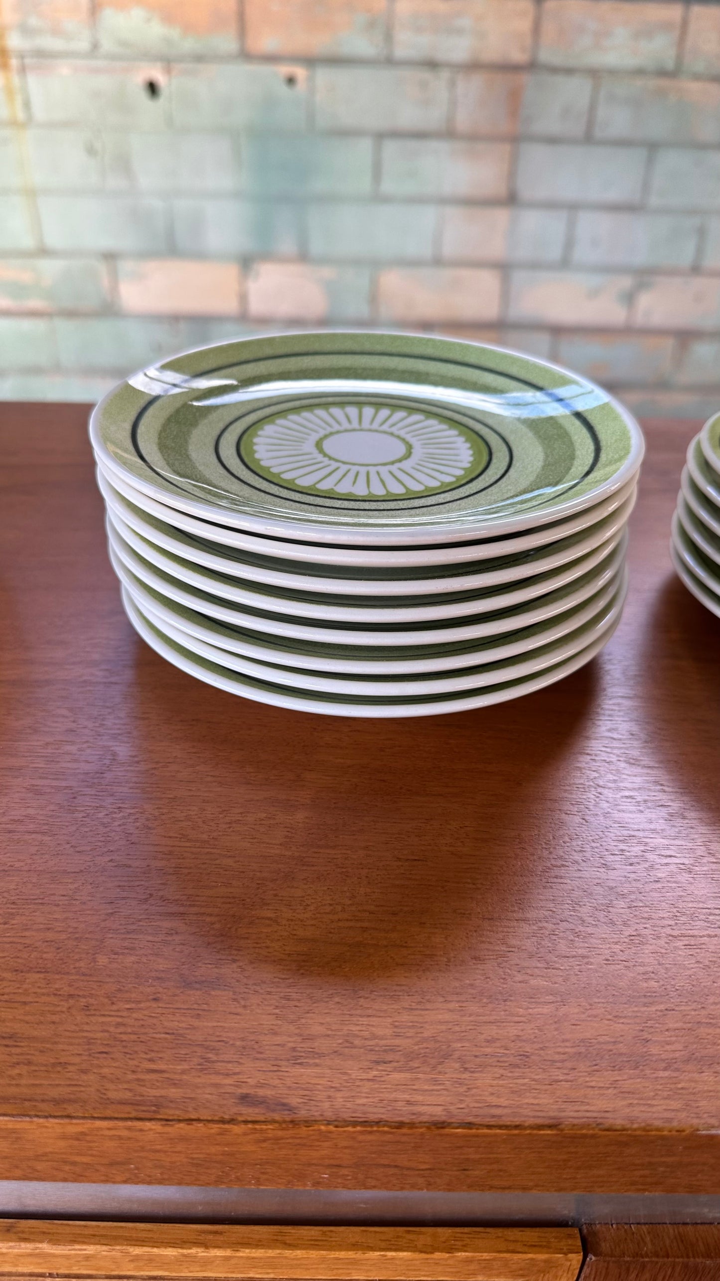 35 piece set of 1970s Taylor Smith Green Span Dishes