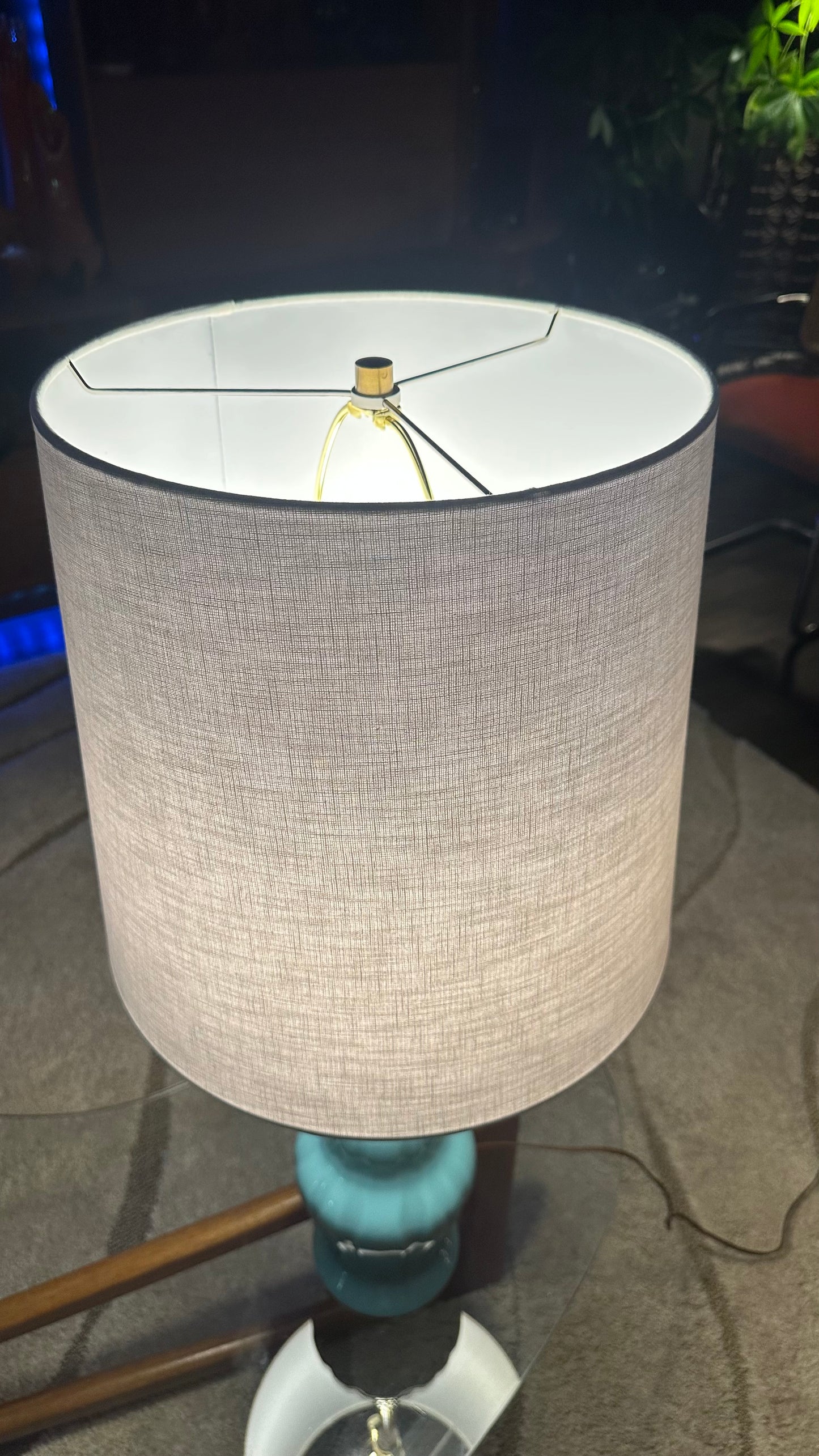 1950s Kron Turquoise Blue Table Lamp