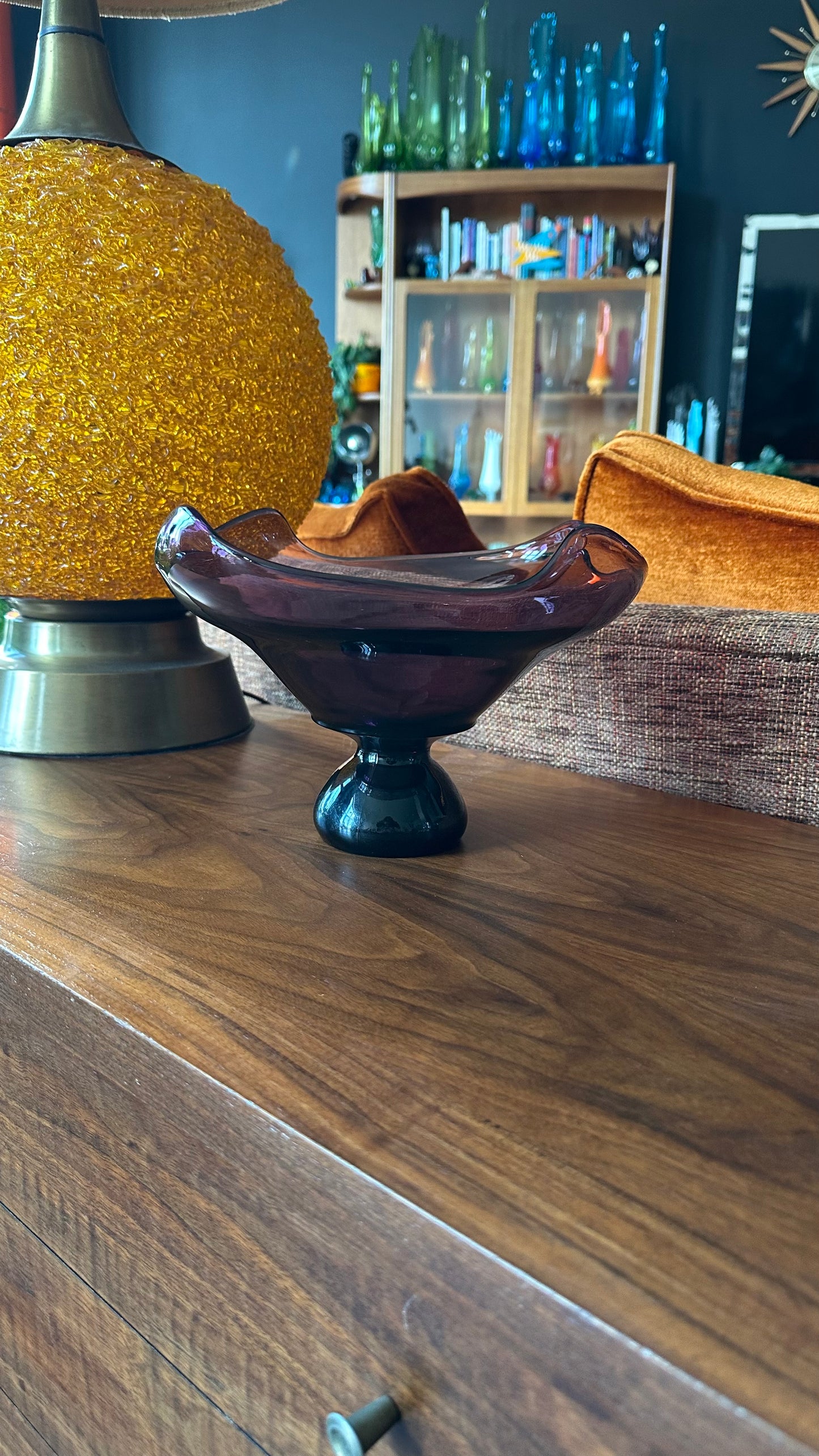 Viking Amethyst Waves Footed Bowl