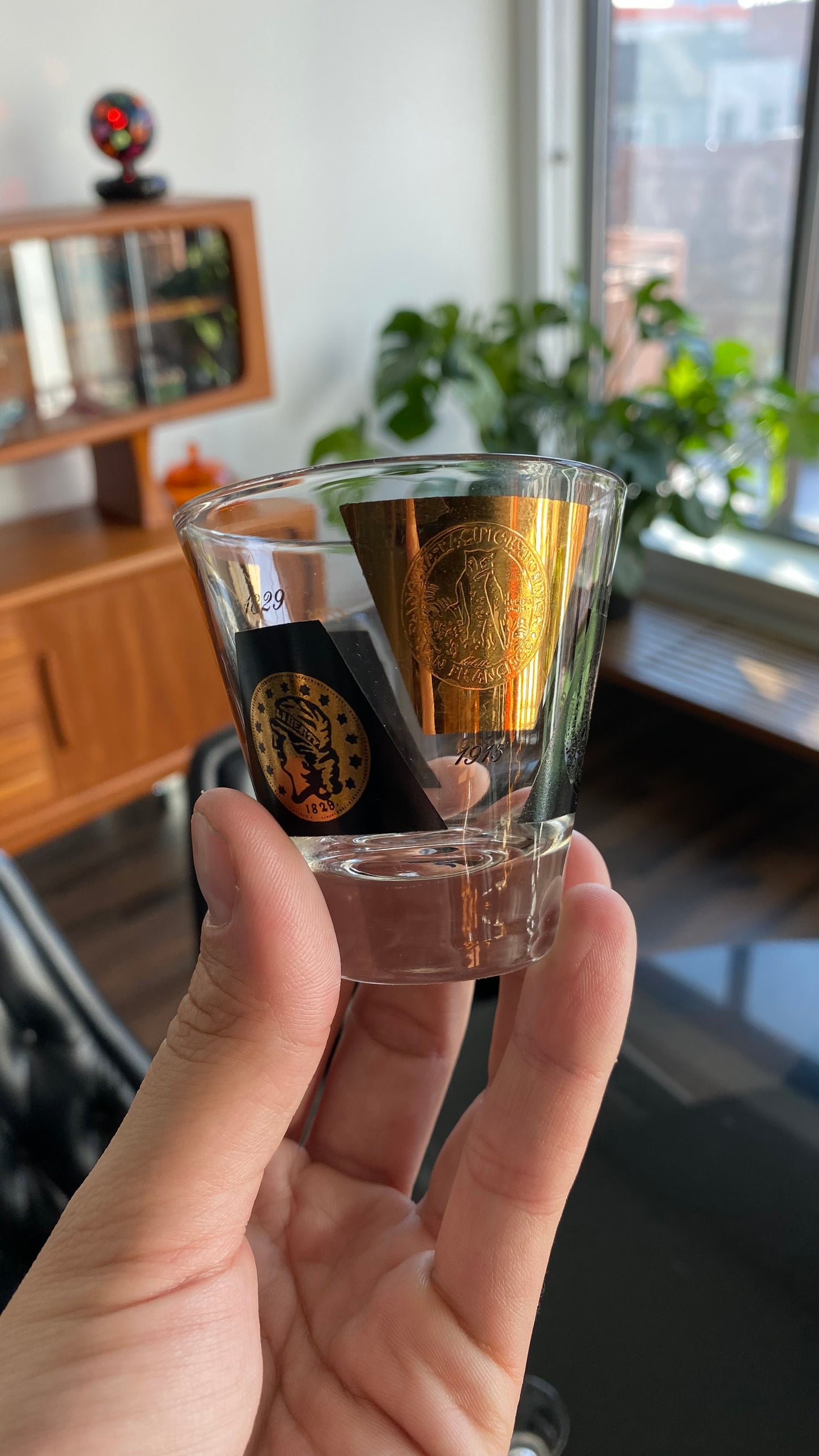 1960s MCM 22k Gold Cera Coin Pitcher & Shot Glasses Set