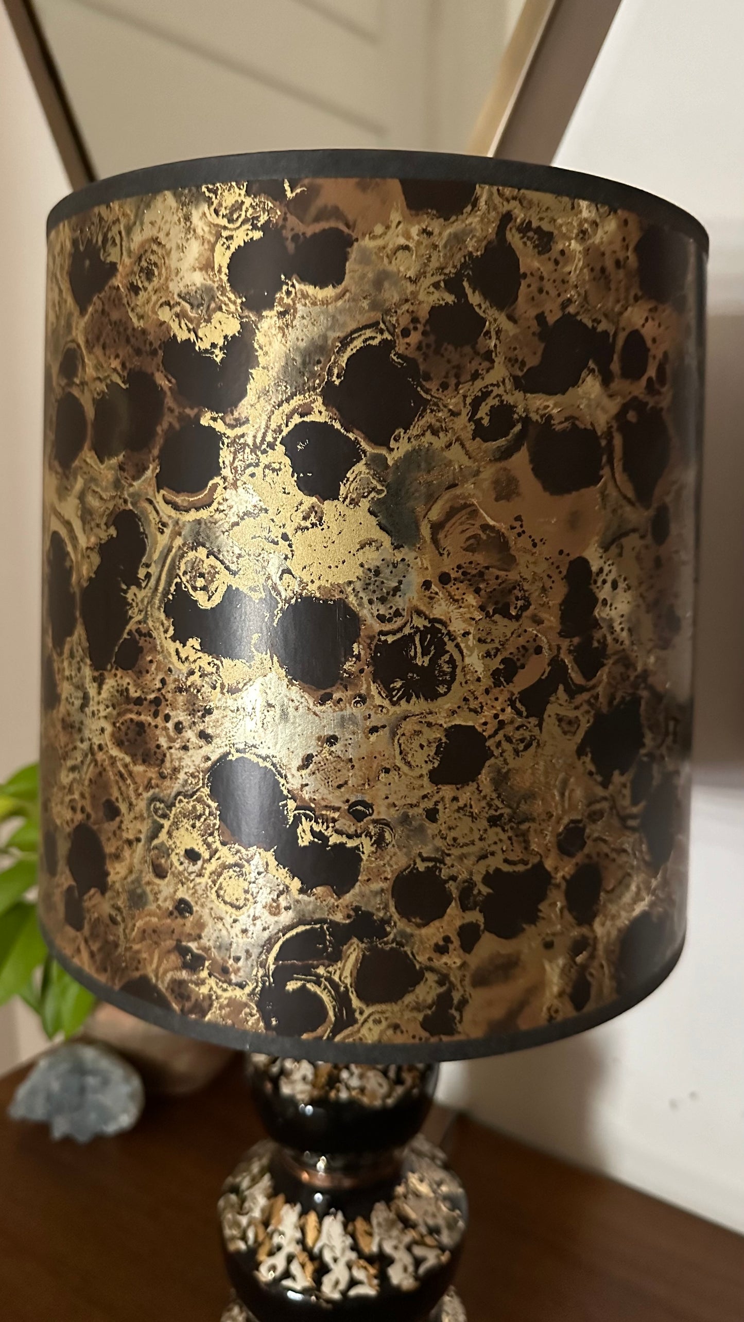 Mid-Century Gold Drip Glazed Ceramic Lamp