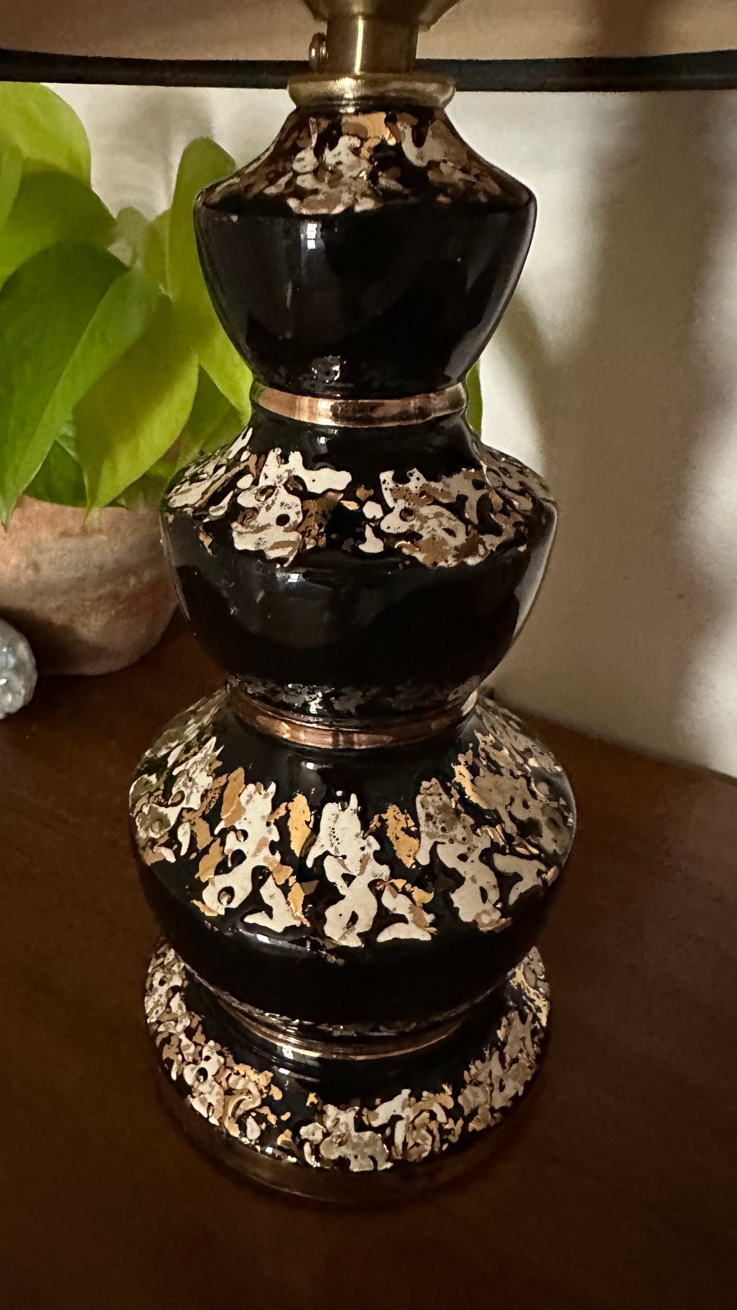 Mid-Century Gold Drip Glazed Ceramic Lamp