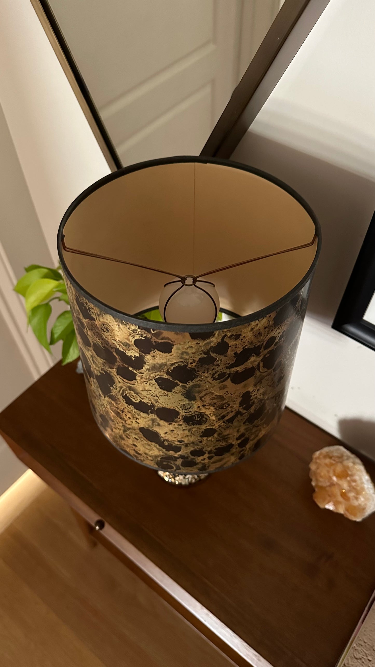 Mid-Century Gold Drip Glazed Ceramic Lamp