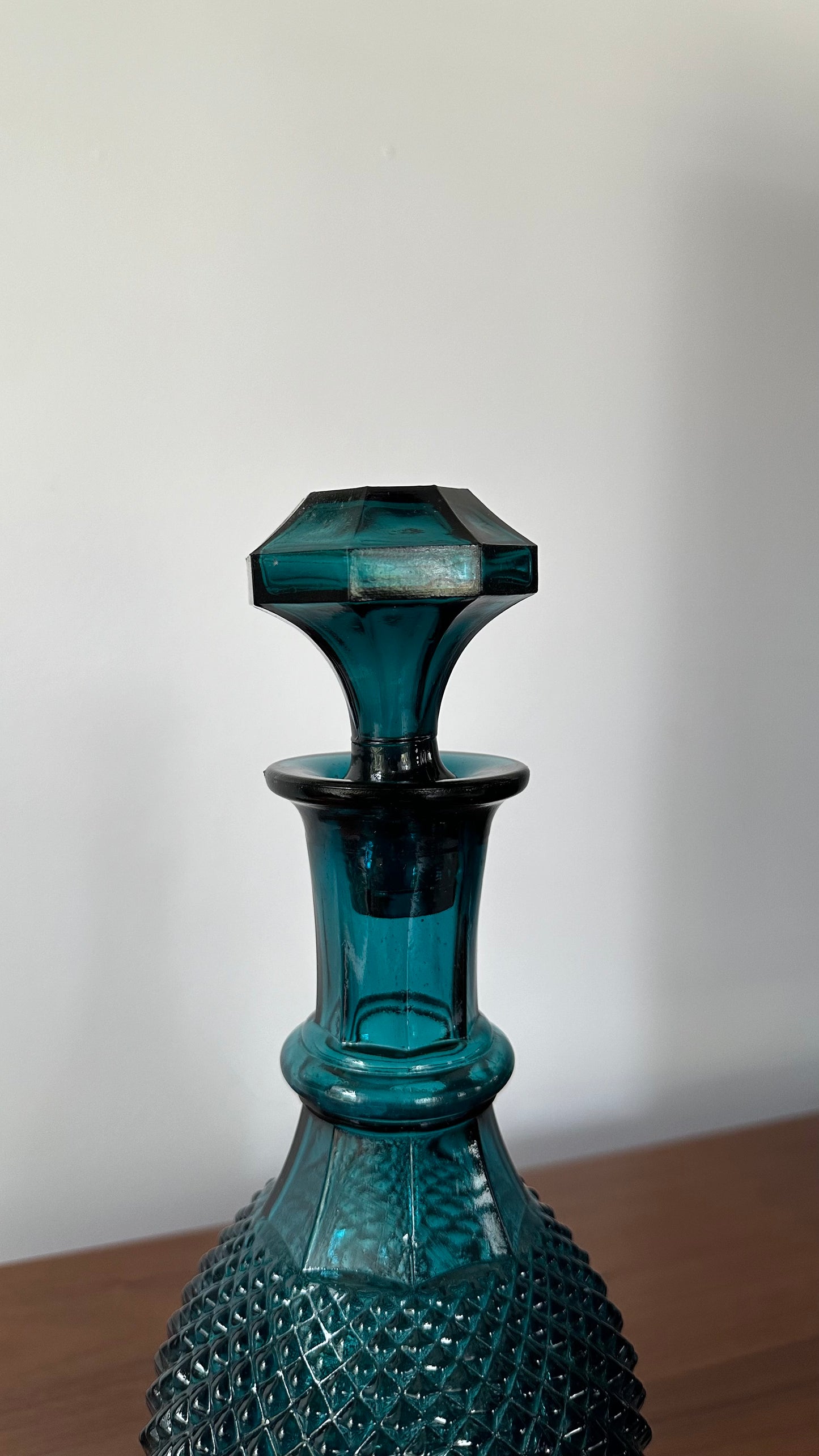 Teal Blue Glass Whiskey Decanter