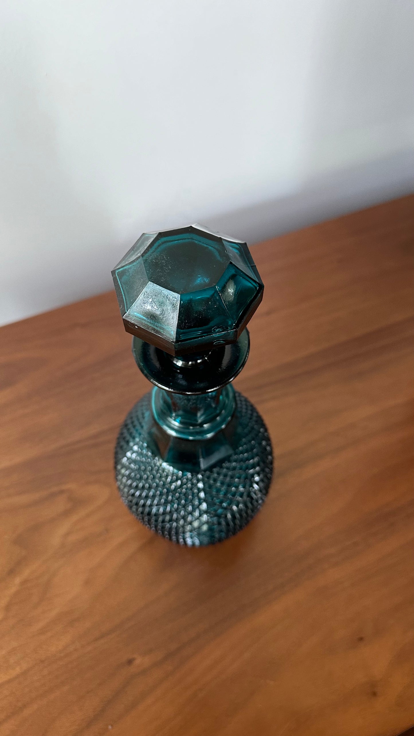Teal Blue Glass Whiskey Decanter