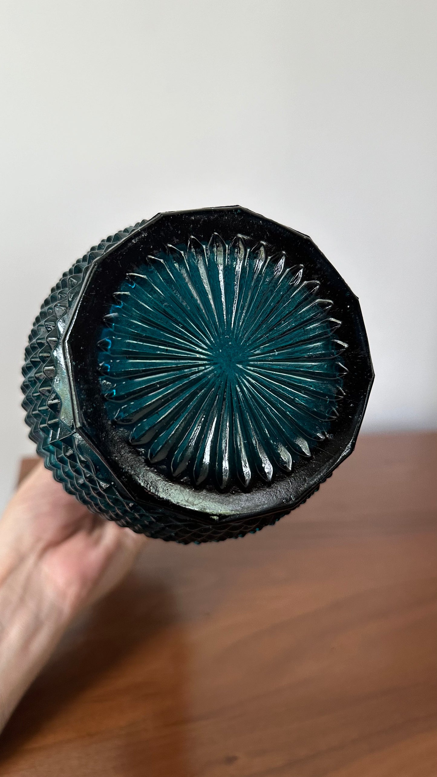 Teal Blue Glass Whiskey Decanter
