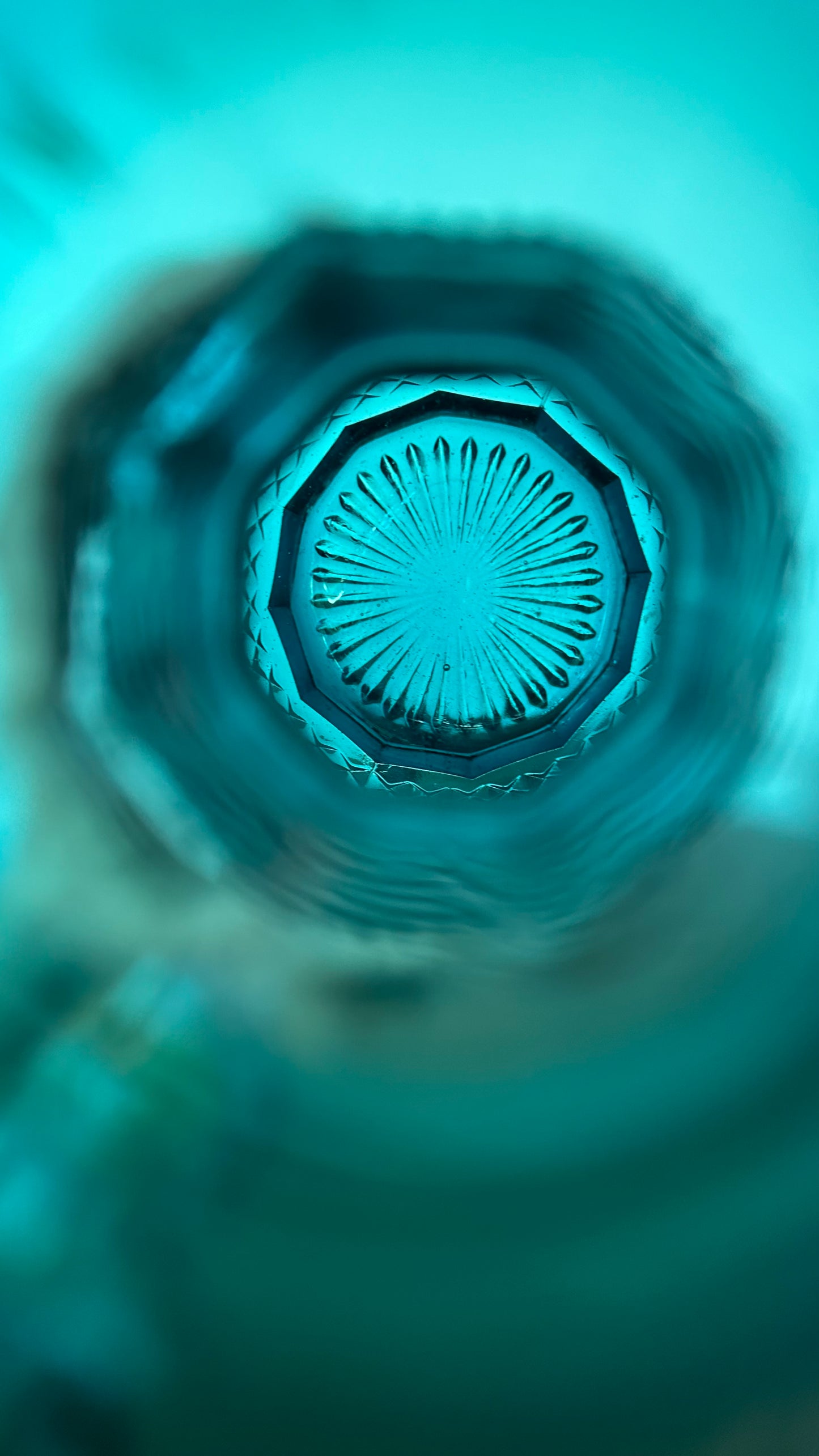 Teal Blue Glass Whiskey Decanter