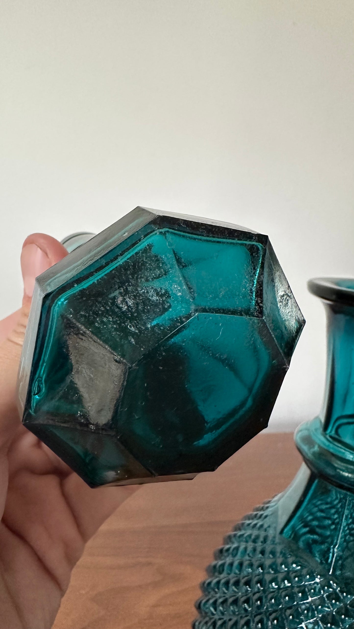 Teal Blue Glass Whiskey Decanter
