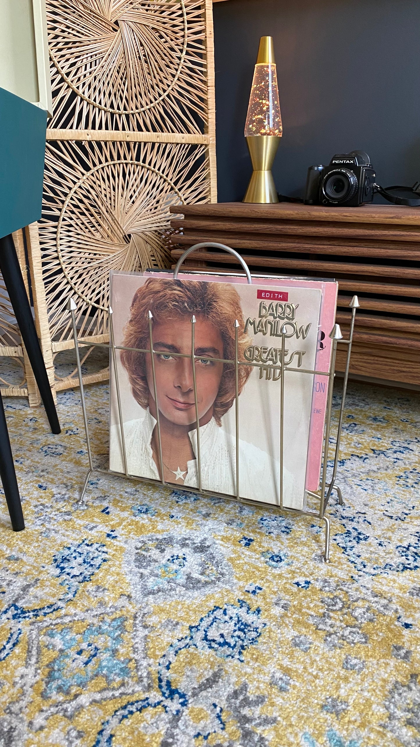 Vintage Silver Pointed Record or Magazine Rack