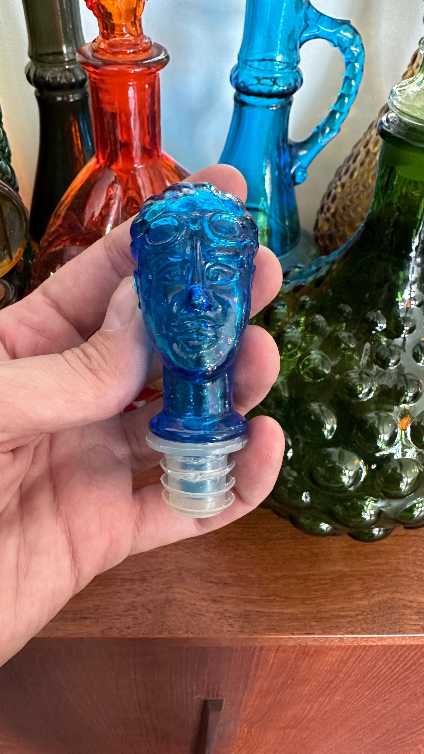 Race Car & Driver Blue Glass Decanter