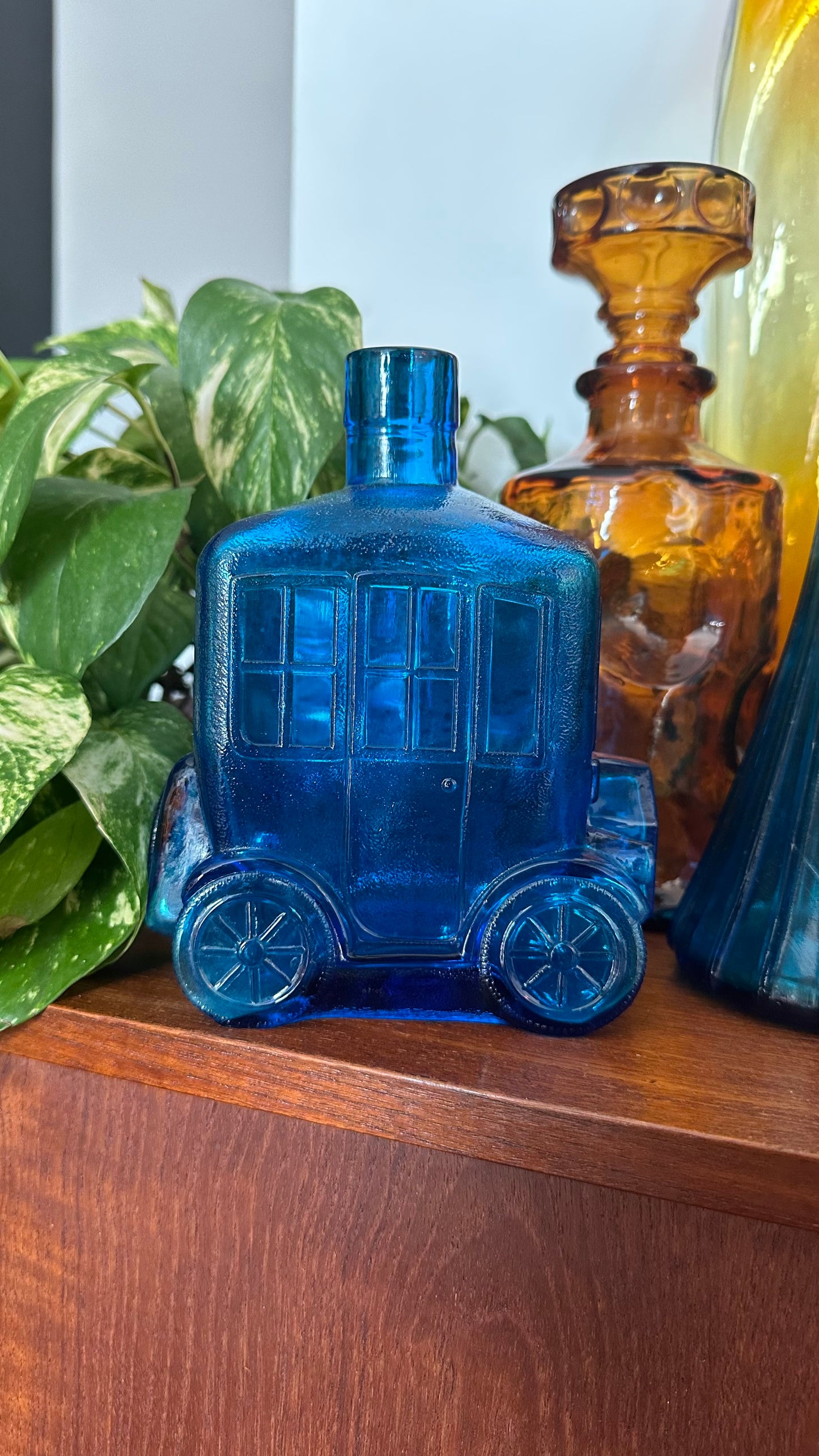 Race Car & Driver Blue Glass Decanter