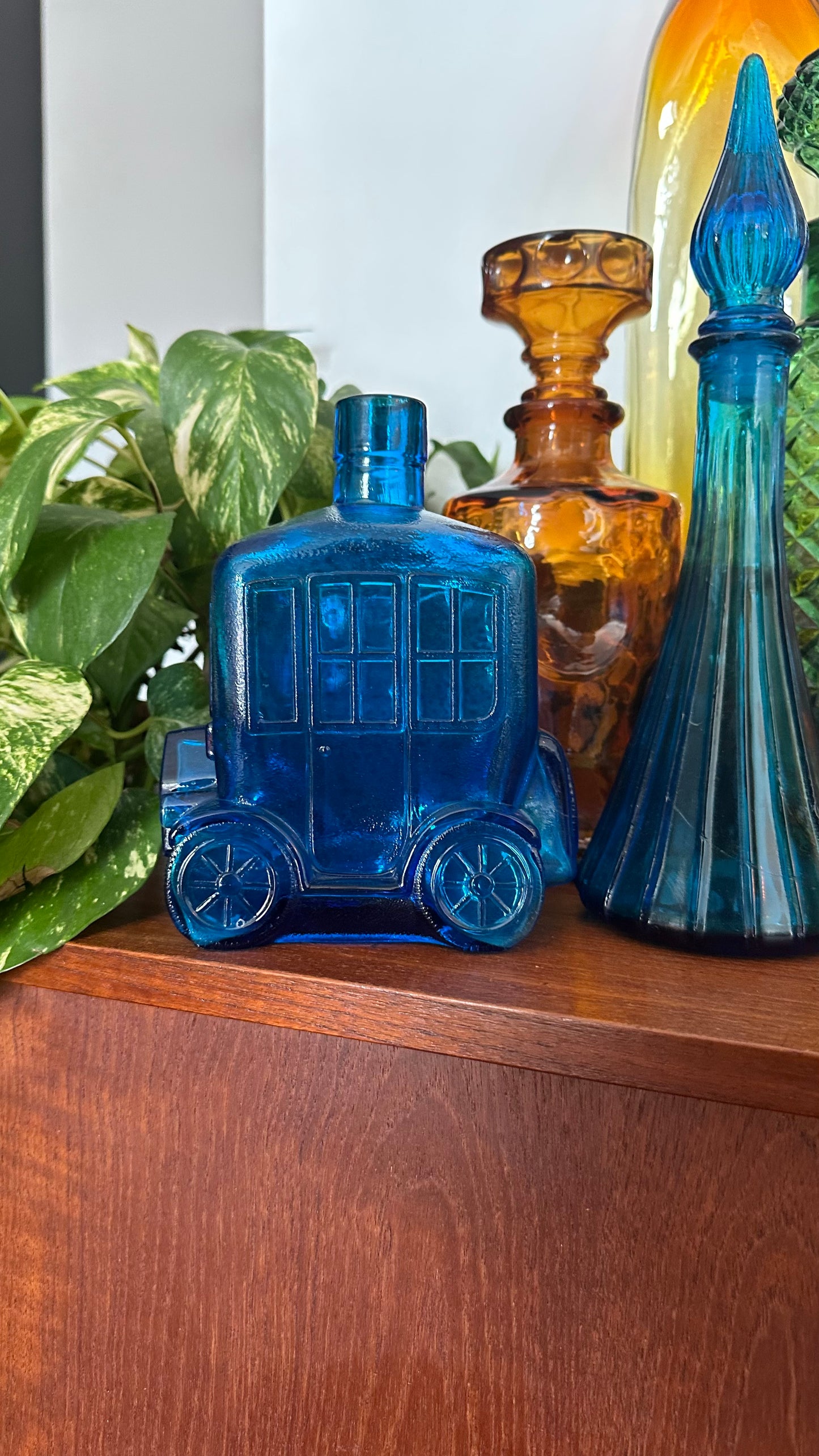 Race Car & Driver Blue Glass Decanter