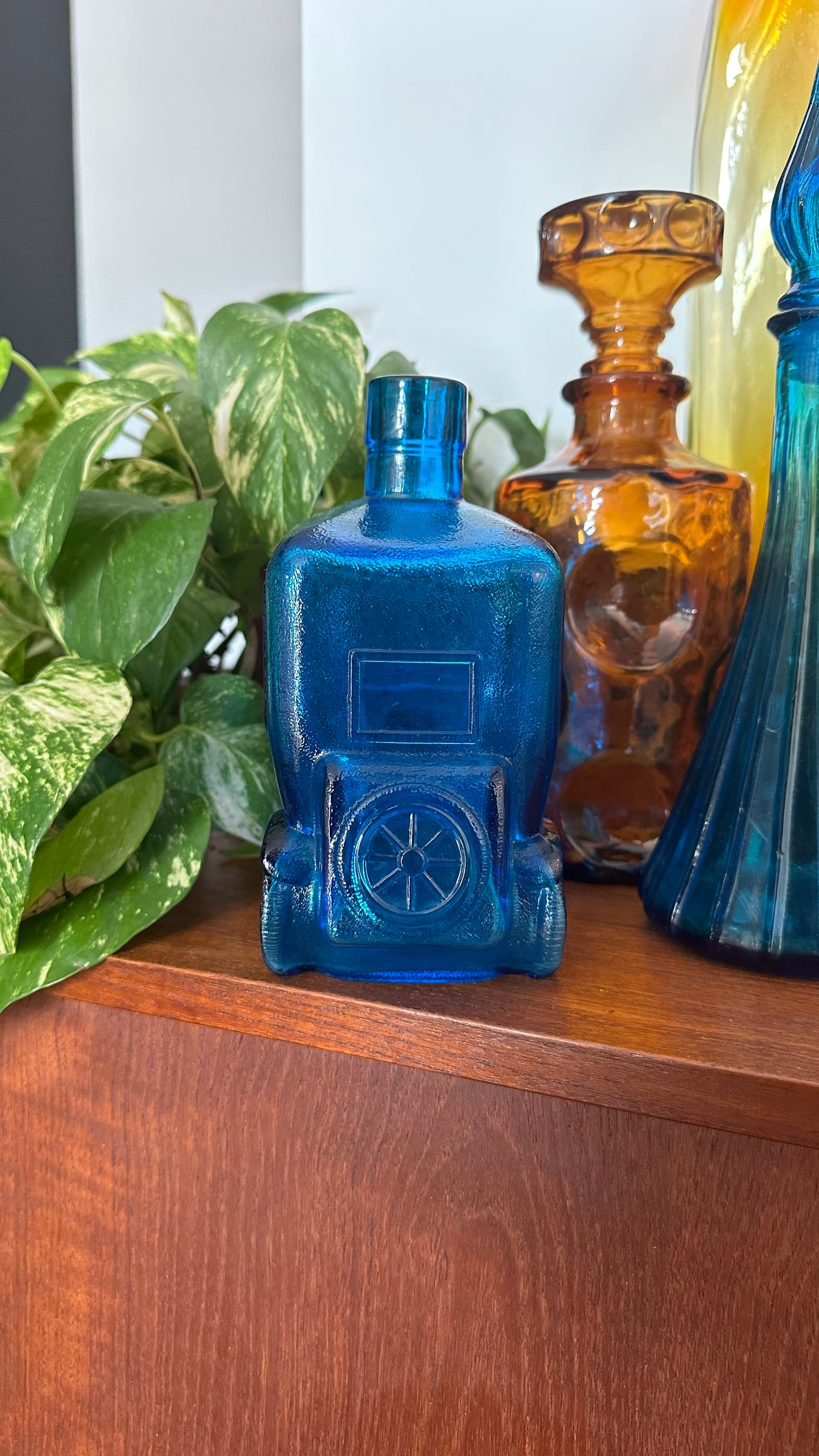 Race Car & Driver Blue Glass Decanter