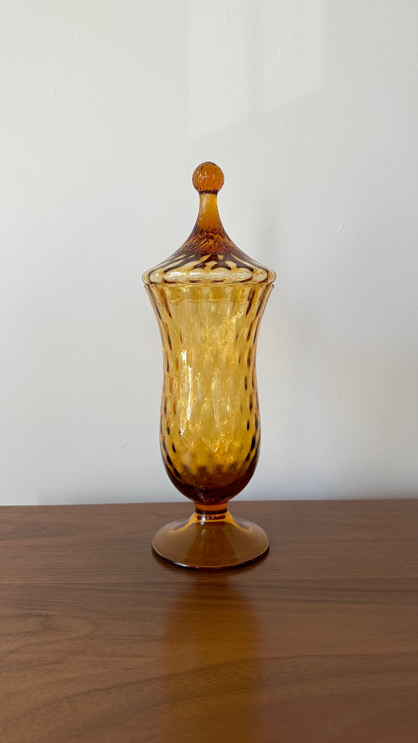 Vintage Amber Empoli Glass Apothecary Jar