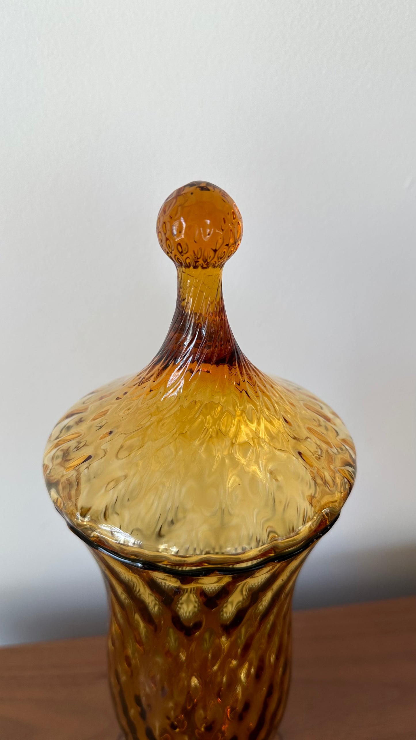 Vintage Amber Empoli Glass Apothecary Jar