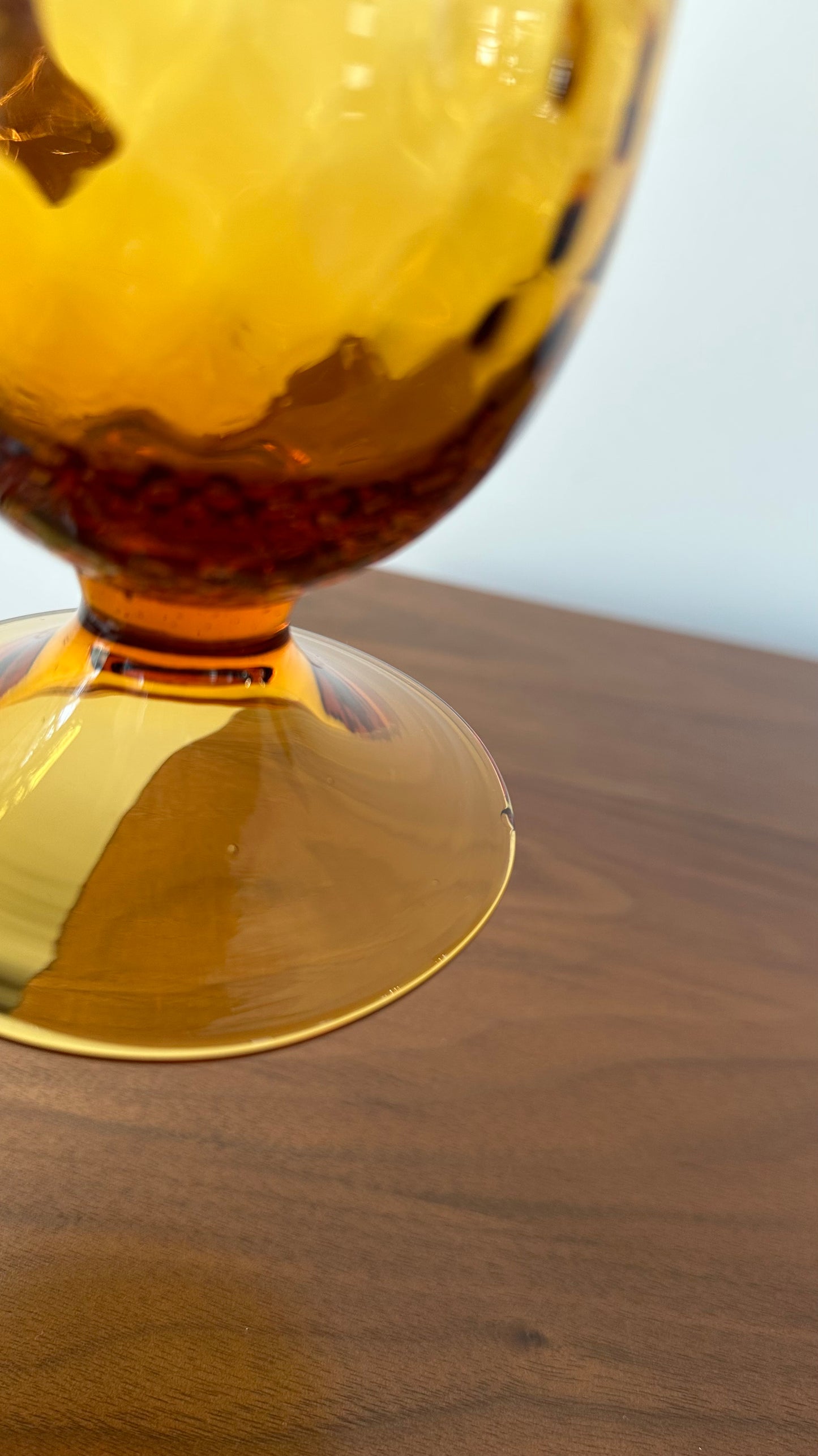 Vintage Amber Empoli Glass Apothecary Jar