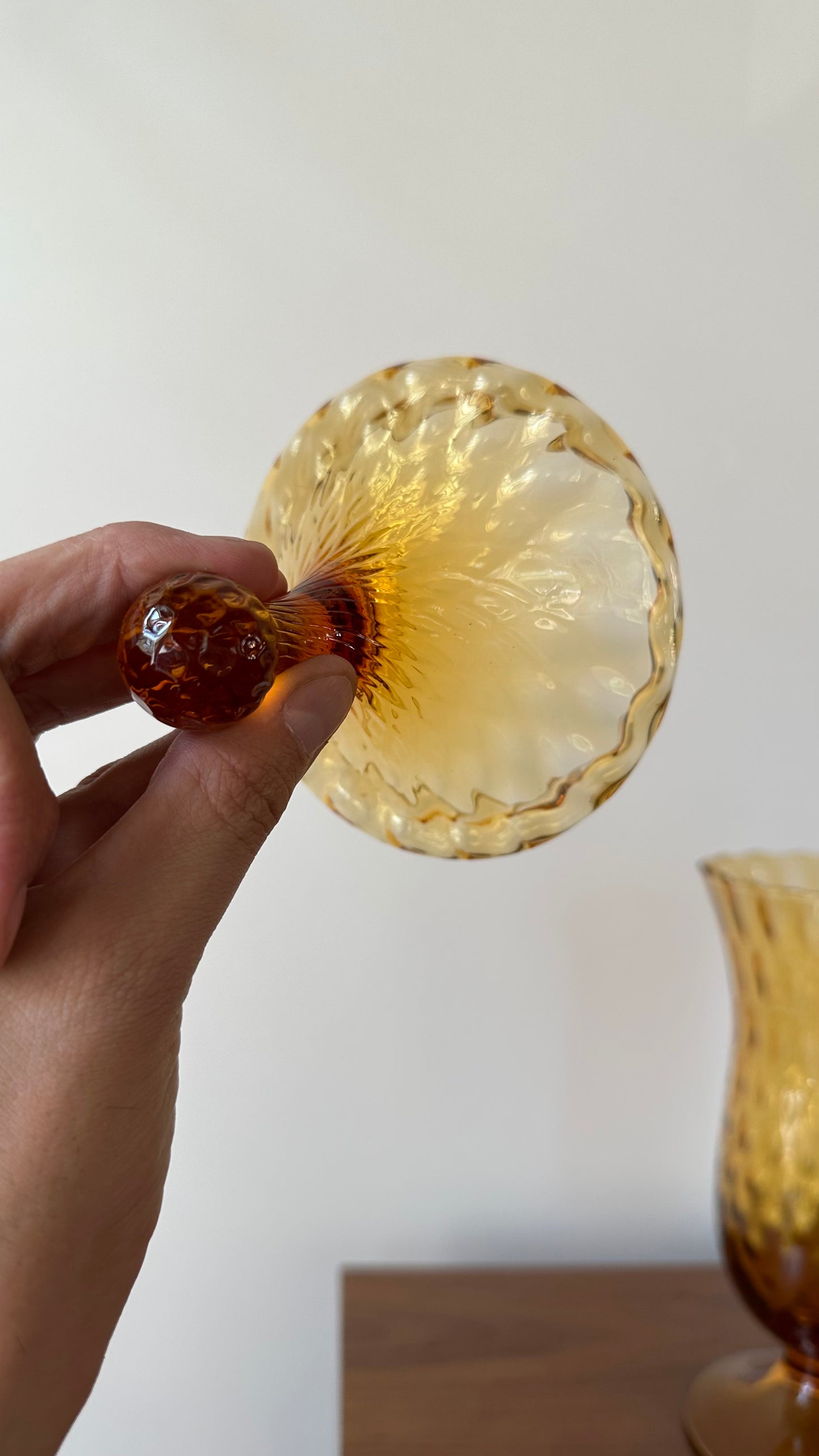Vintage Amber Empoli Glass Apothecary Jar