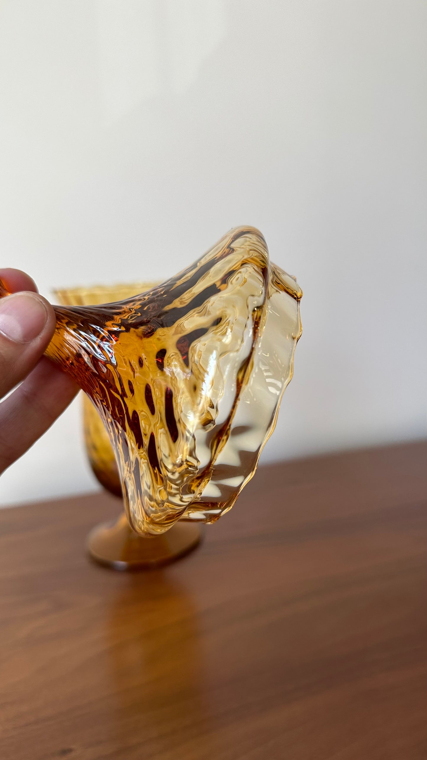 Vintage Amber Empoli Glass Apothecary Jar