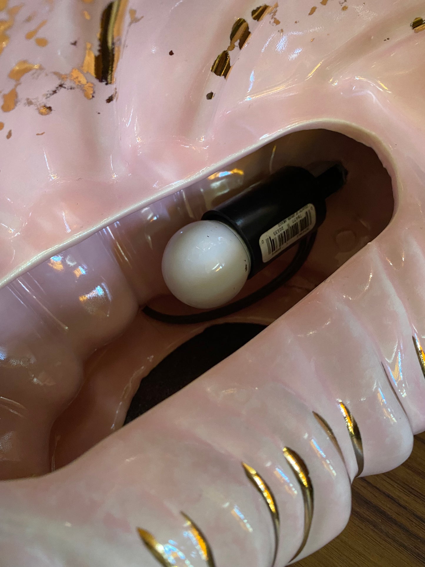 1950s Premco Pink & Gold Clam Shell TV Lamp
