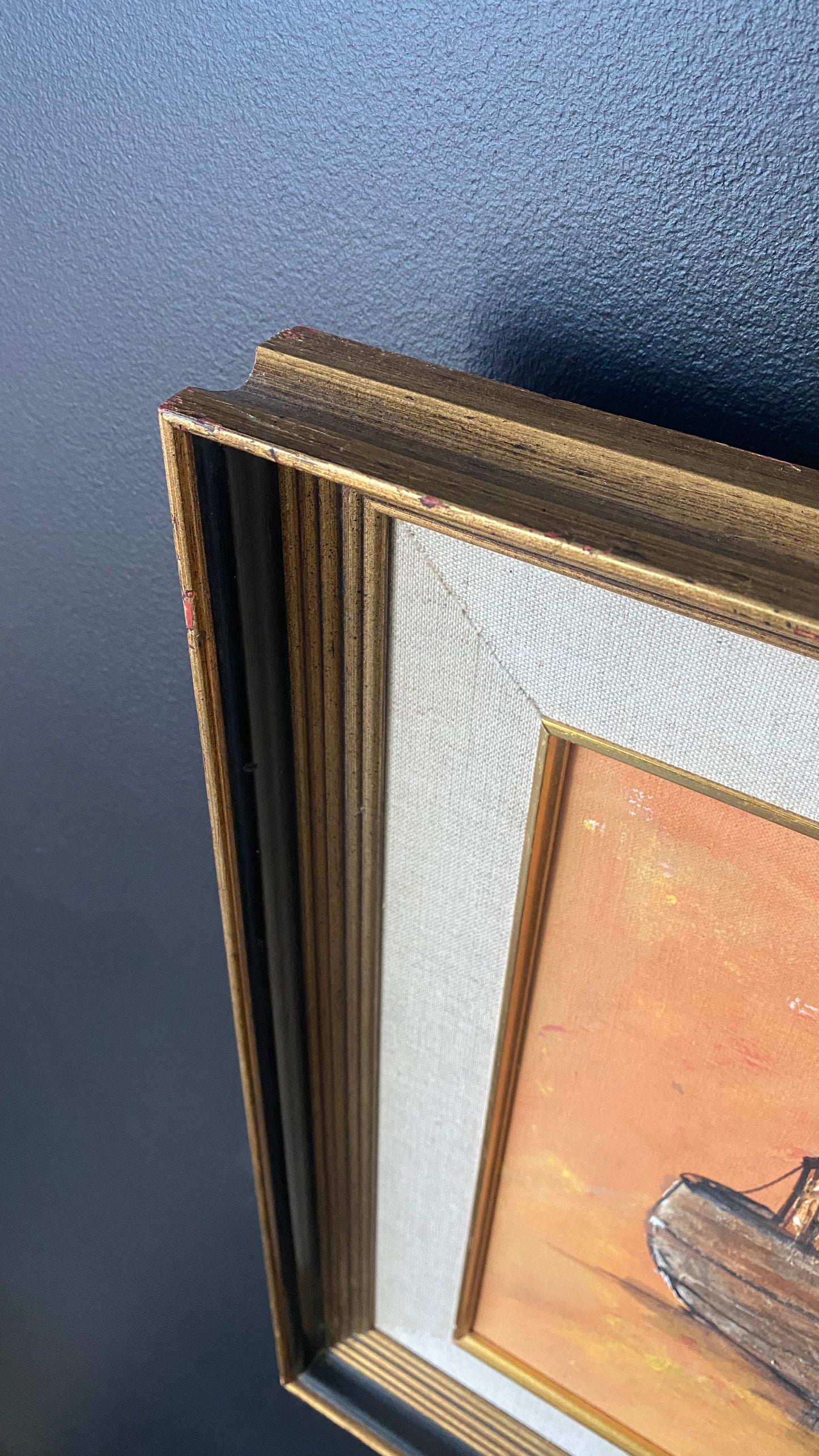 Vintage Mid-Century Ship Original Painting