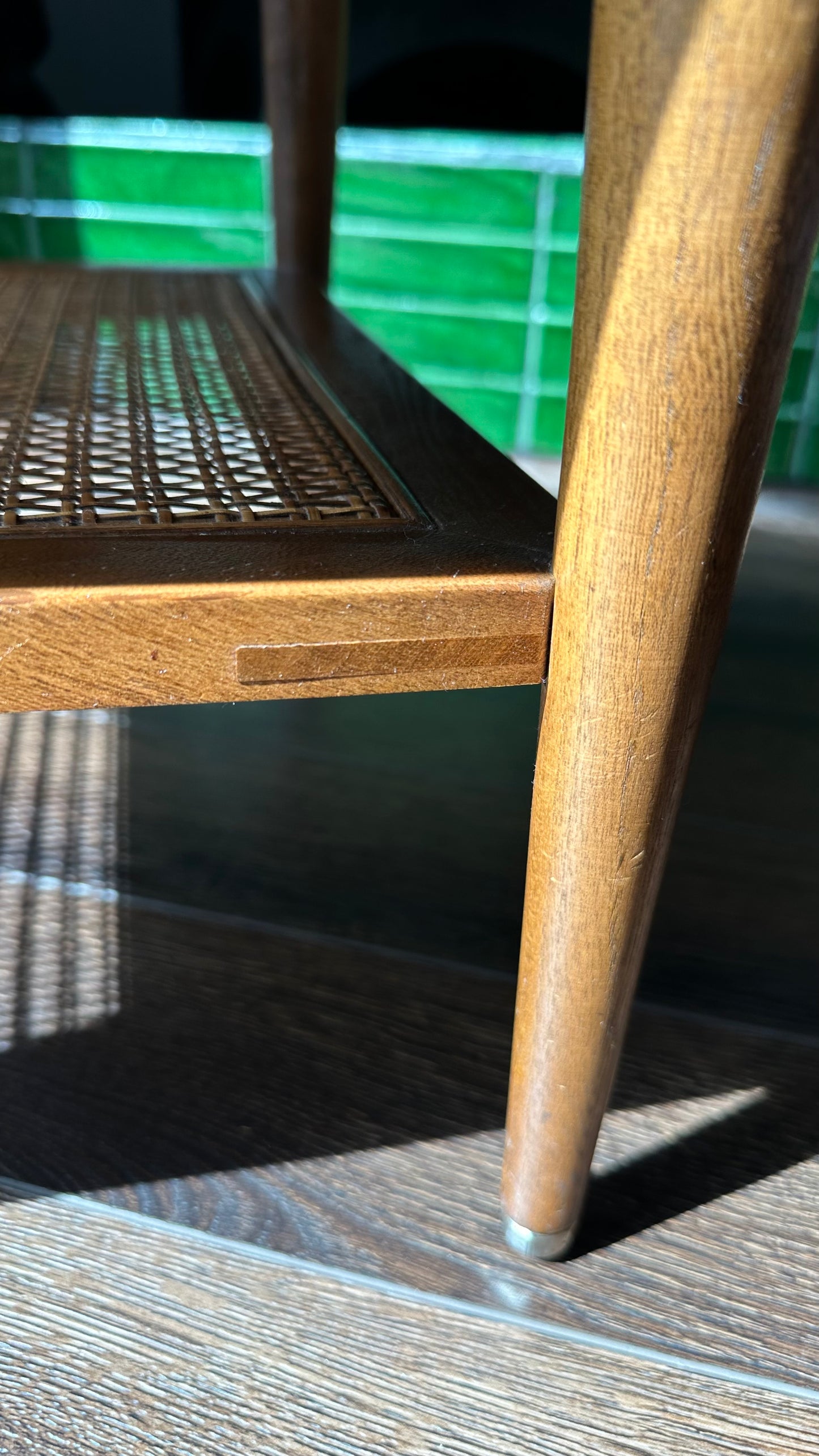 1965 Lane End Table w/ Woven Cane Shelf