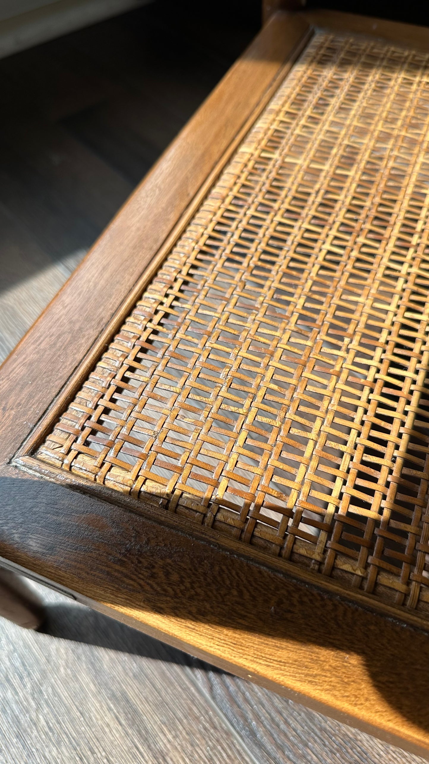 1965 Lane End Table w/ Woven Cane Shelf