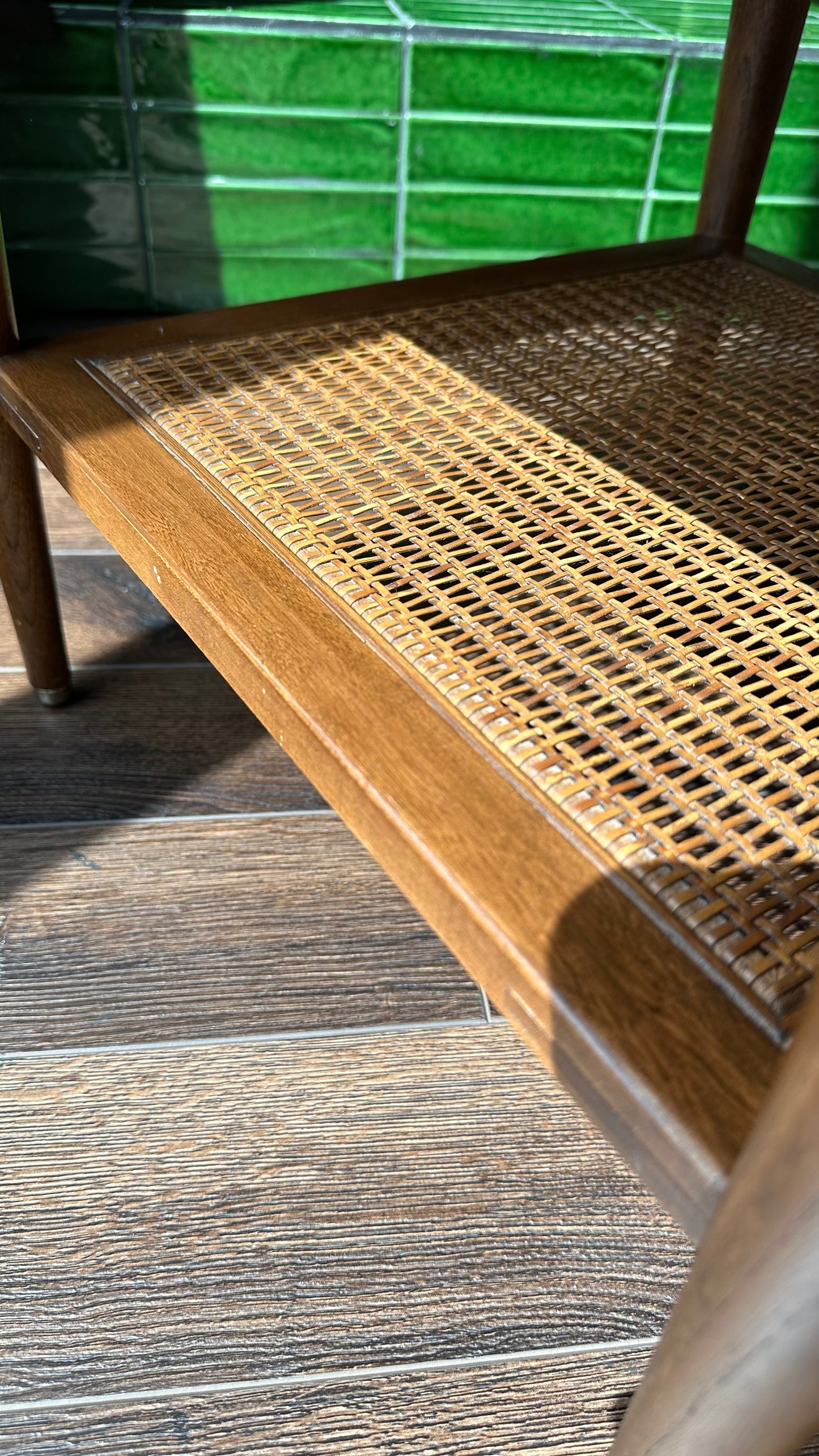 1965 Lane End Table w/ Woven Cane Shelf