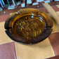 L.E. Smith Sand Scroll Amber Glass Ashtray