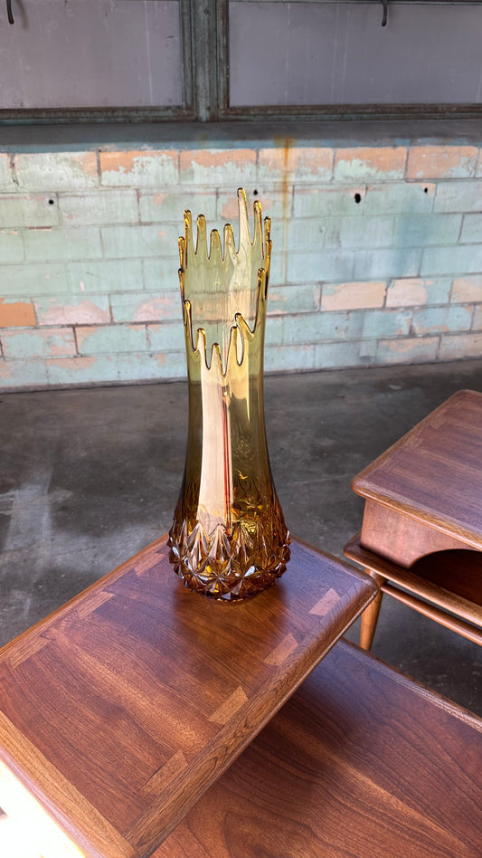 LE Smith Amber Diamond Butt Swung Vase